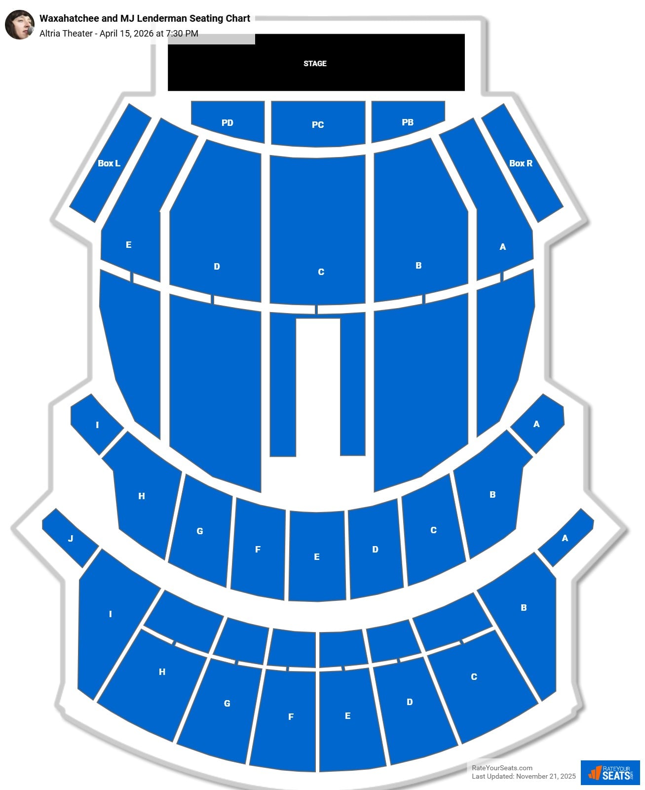 Waxahatchee and MJ Lenderman seating chart Altria Theater