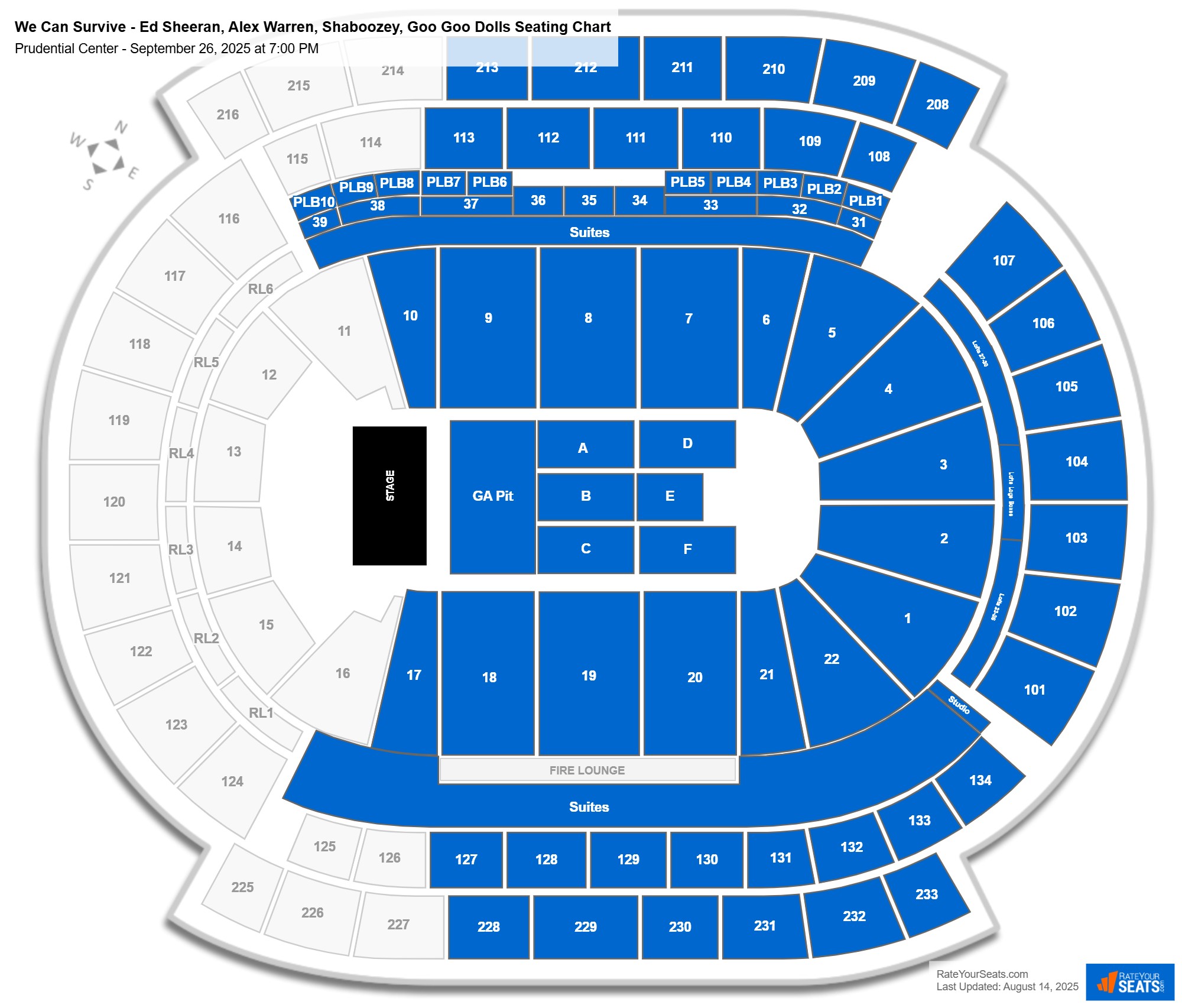 We Can Survive - Ed Sheeran, Alex Warren, Shaboozey, Goo Goo Dolls seating chart Prudential Center