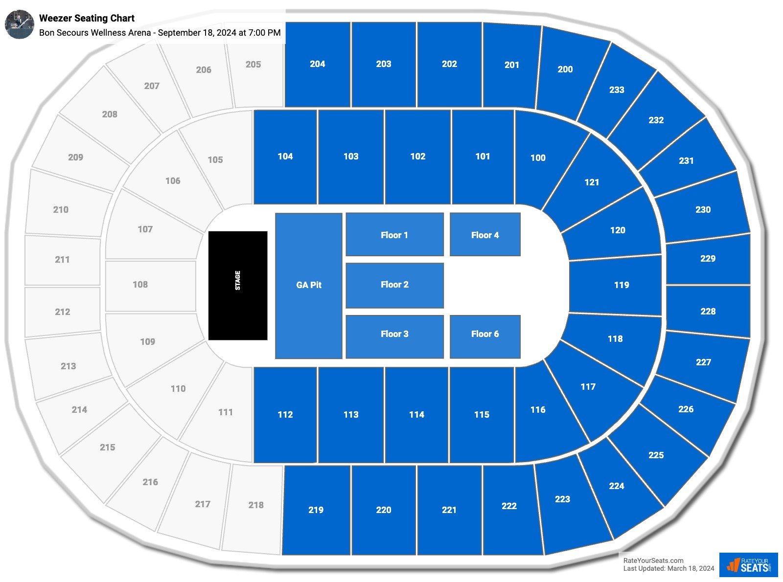 Bon Secours Wellness Arena Concert Seating Chart - RateYourSeats.com