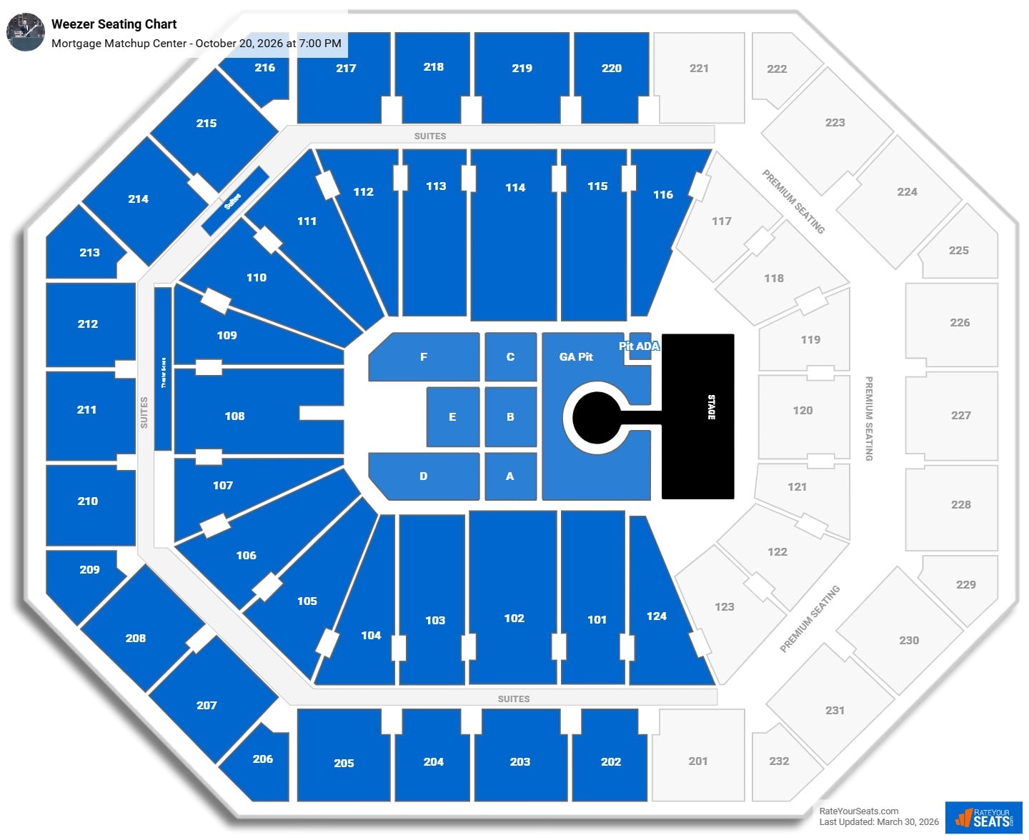 Weezer seating chart Mortgage Matchup Center