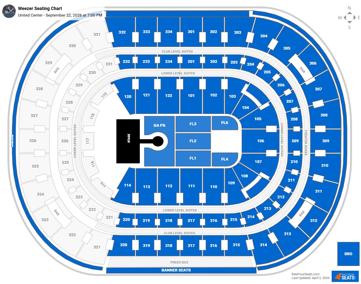 Weezer seating chart United Center