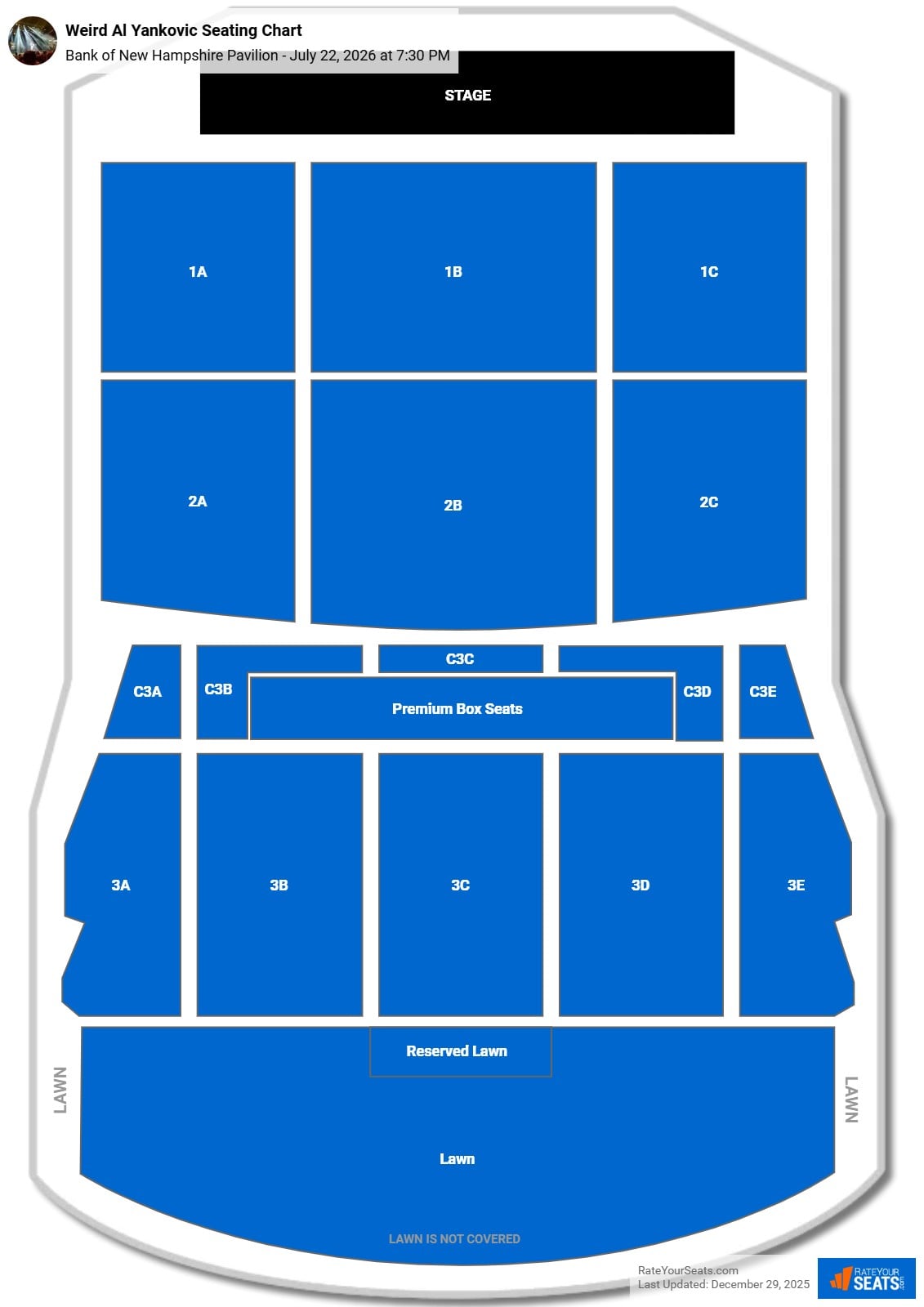 Weird Al Yankovic seating chart Bank of New Hampshire Pavilion