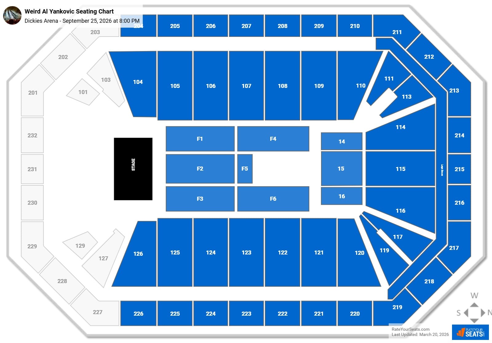 Weird Al Yankovic seating chart Dickies Arena