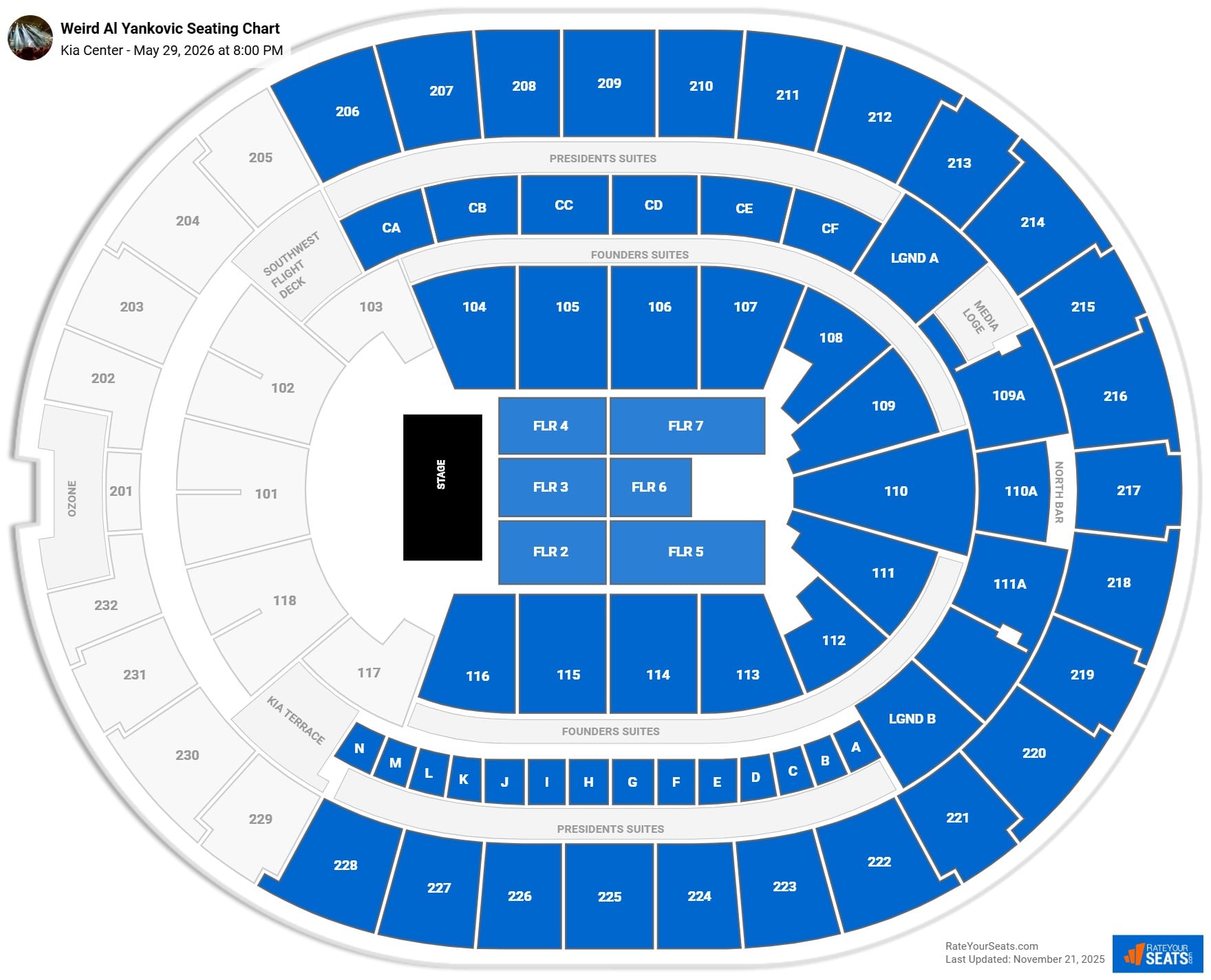 Weird Al Yankovic seating chart Kia Center
