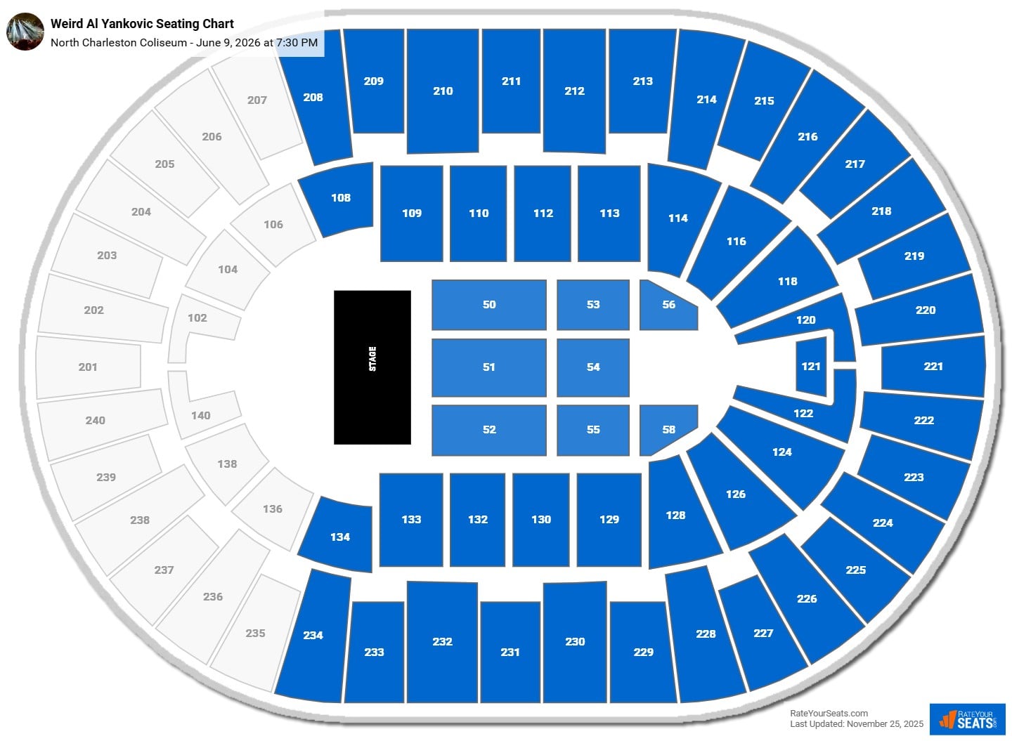 Weird Al Yankovic seating chart North Charleston Coliseum