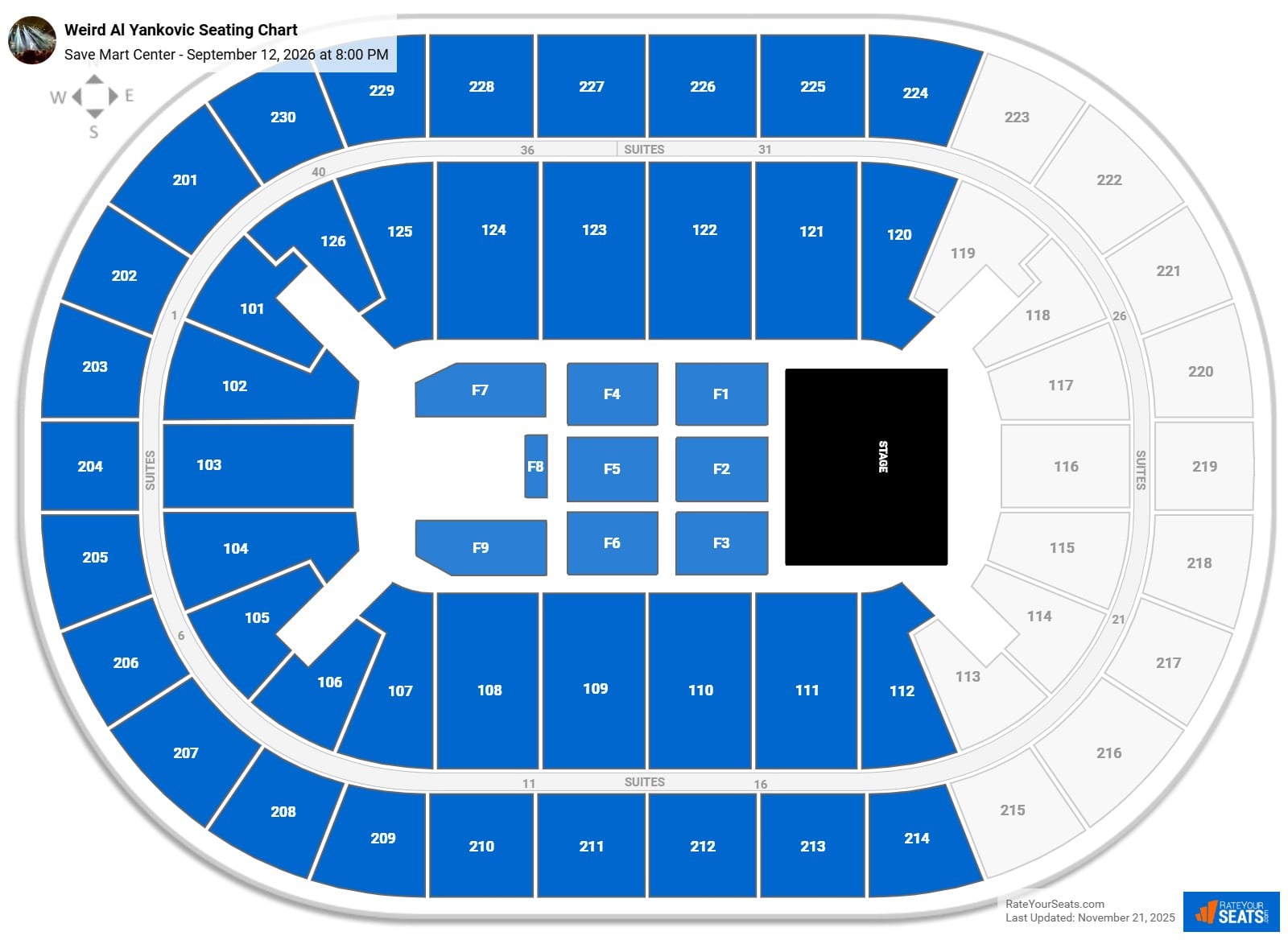 Weird Al Yankovic seating chart Save Mart Center