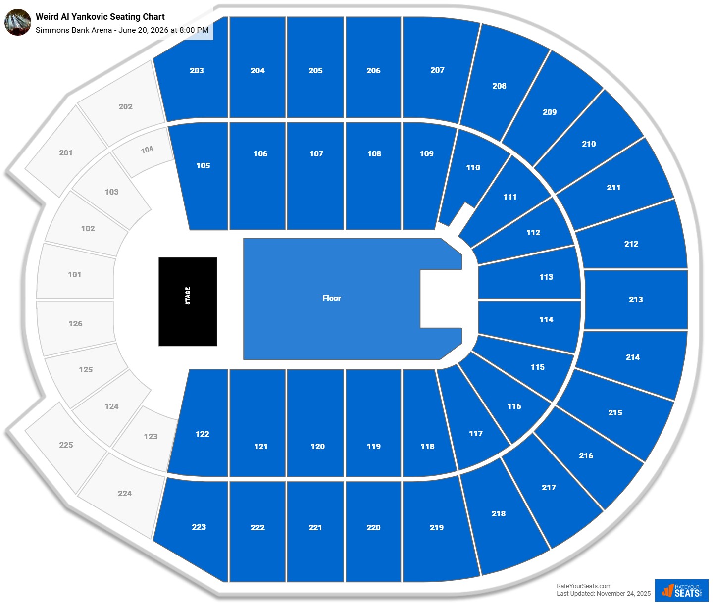 Weird Al Yankovic seating chart Simmons Bank Arena