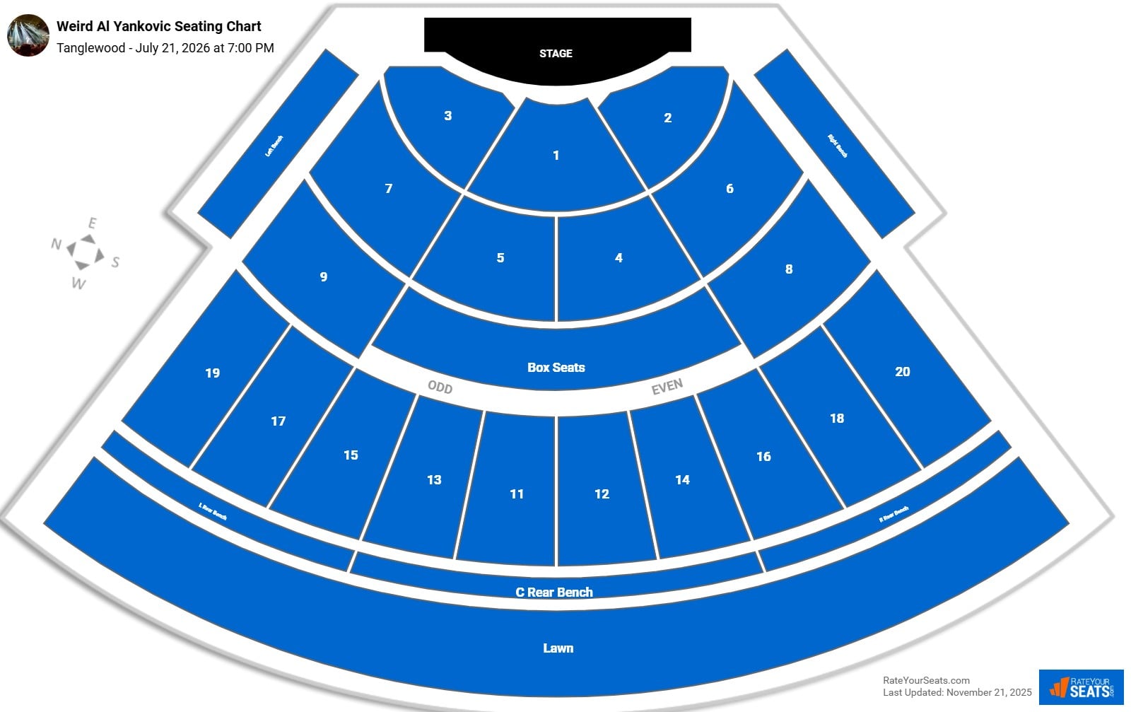 Weird Al Yankovic seating chart Tanglewood