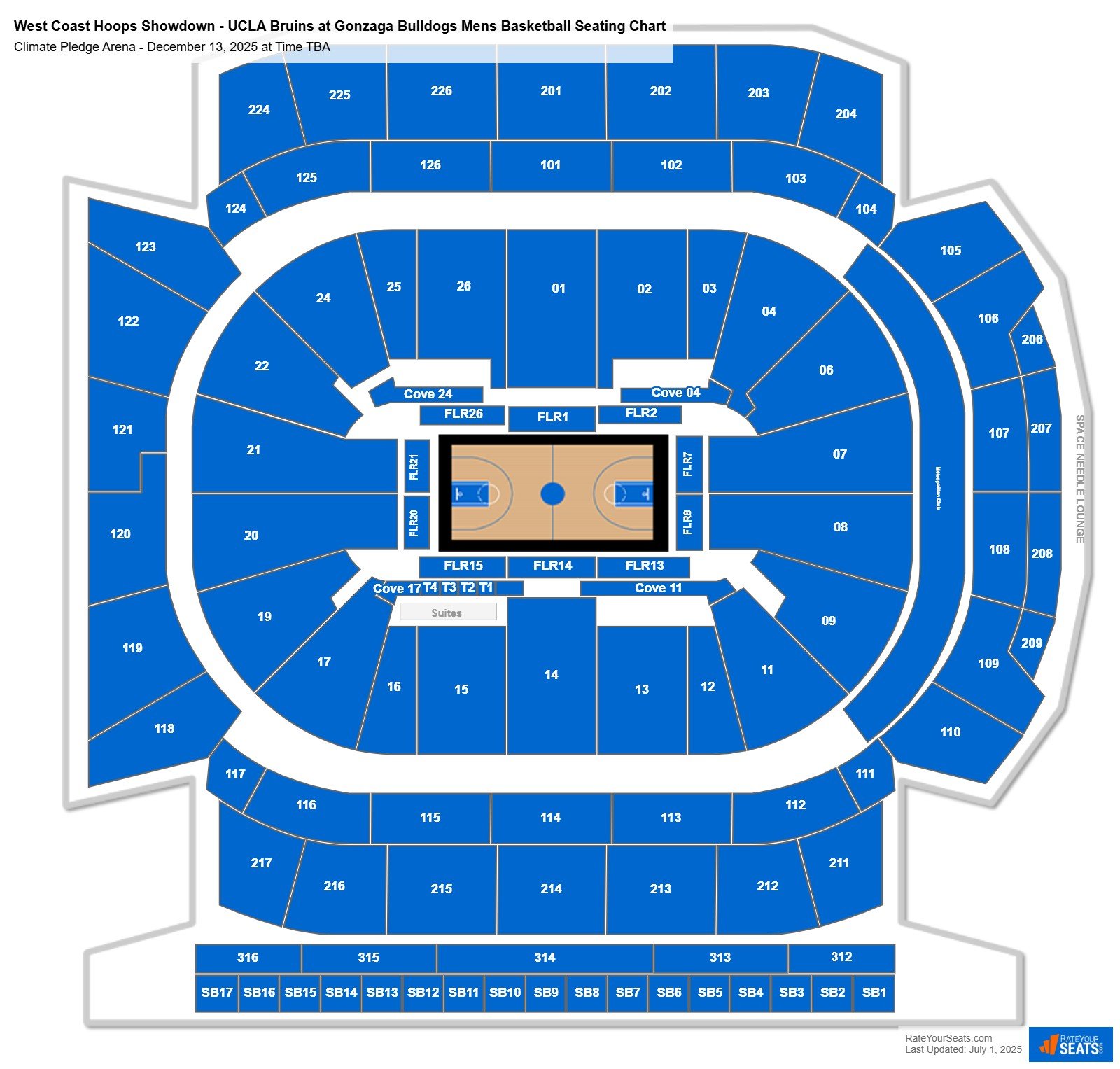 West Coast Hoops Showdown - UCLA Bruins at Gonzaga Bulldogs Mens Basketball seating chart Climate Pledge Arena