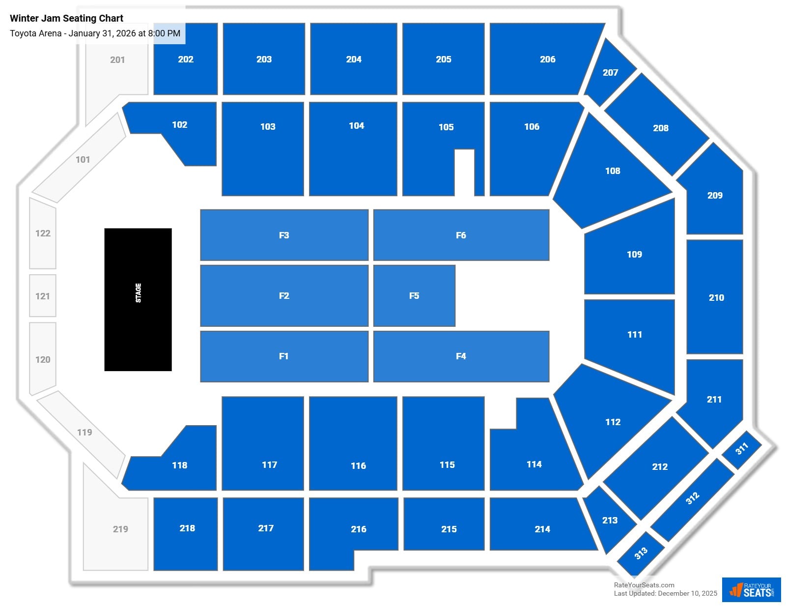 Winter Jam seating chart Toyota Arena