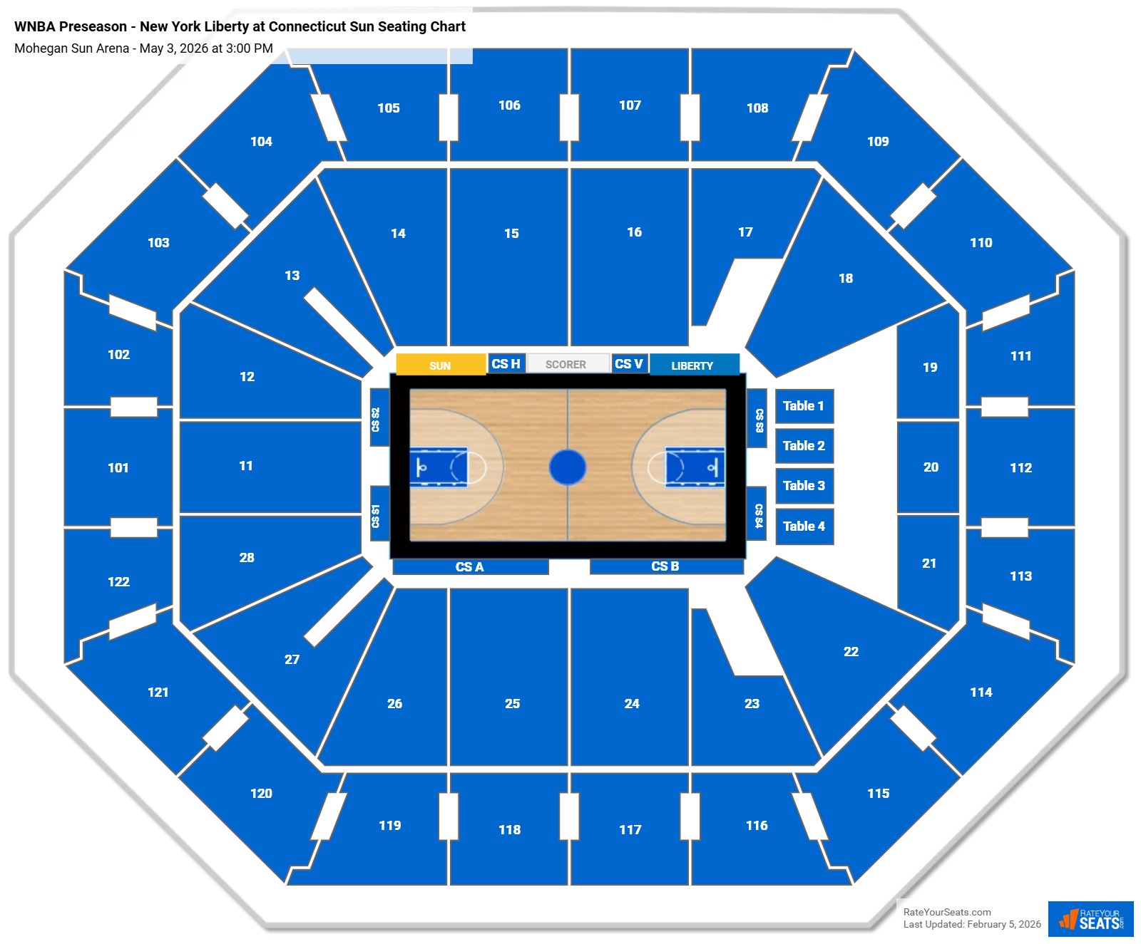 WNBA Preseason - New York Liberty at Connecticut Sun seating chart Mohegan Sun Arena