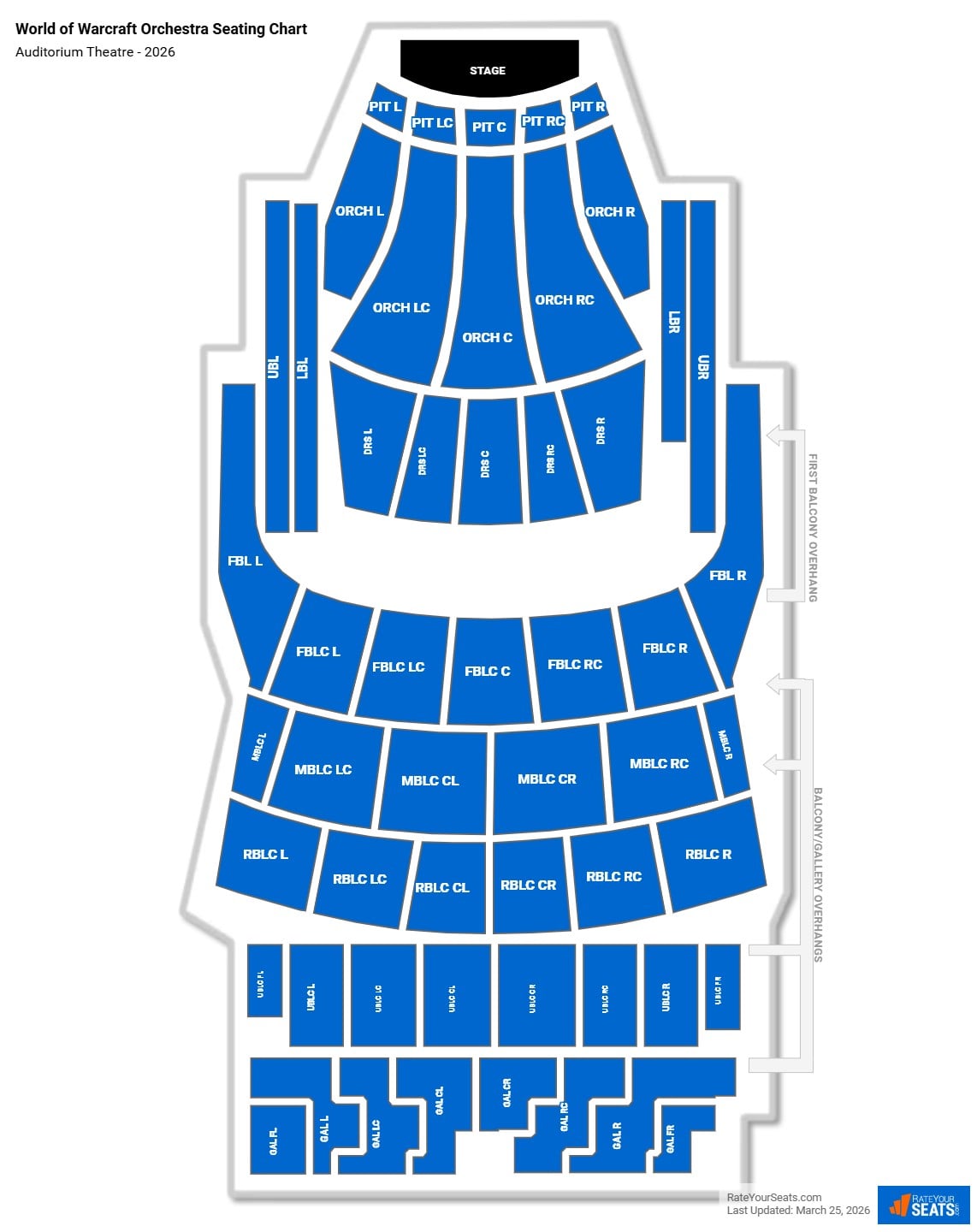 World of Warcraft Orchestra seating chart Auditorium Theatre