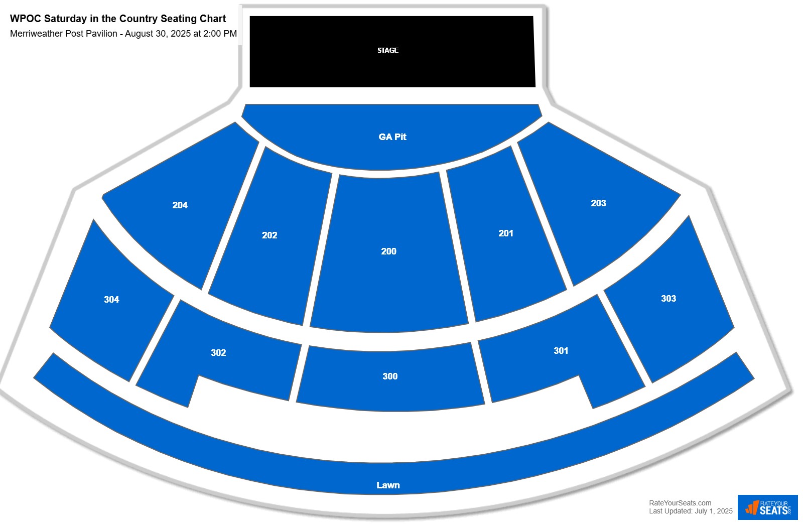 WPOC Saturday in the Country seating chart Merriweather Post Pavilion