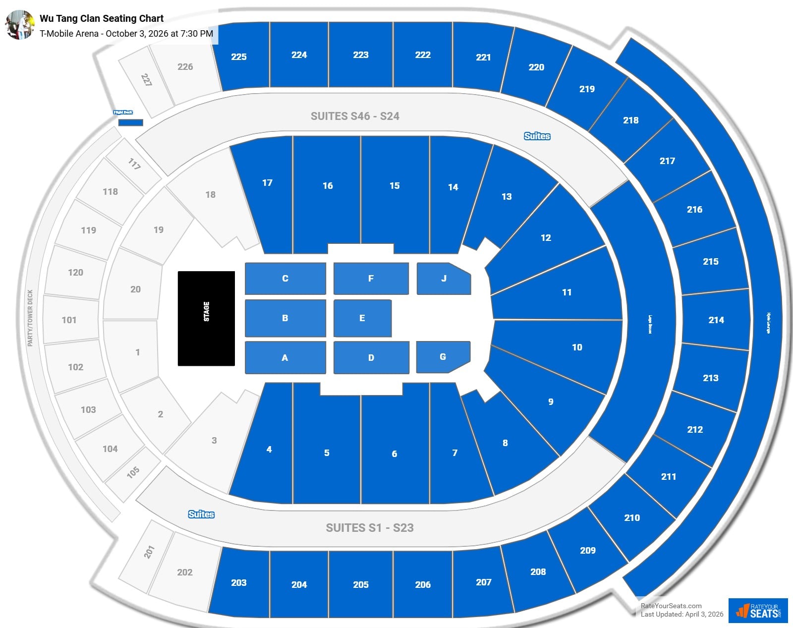 Wu Tang Clan seating chart T-Mobile Arena