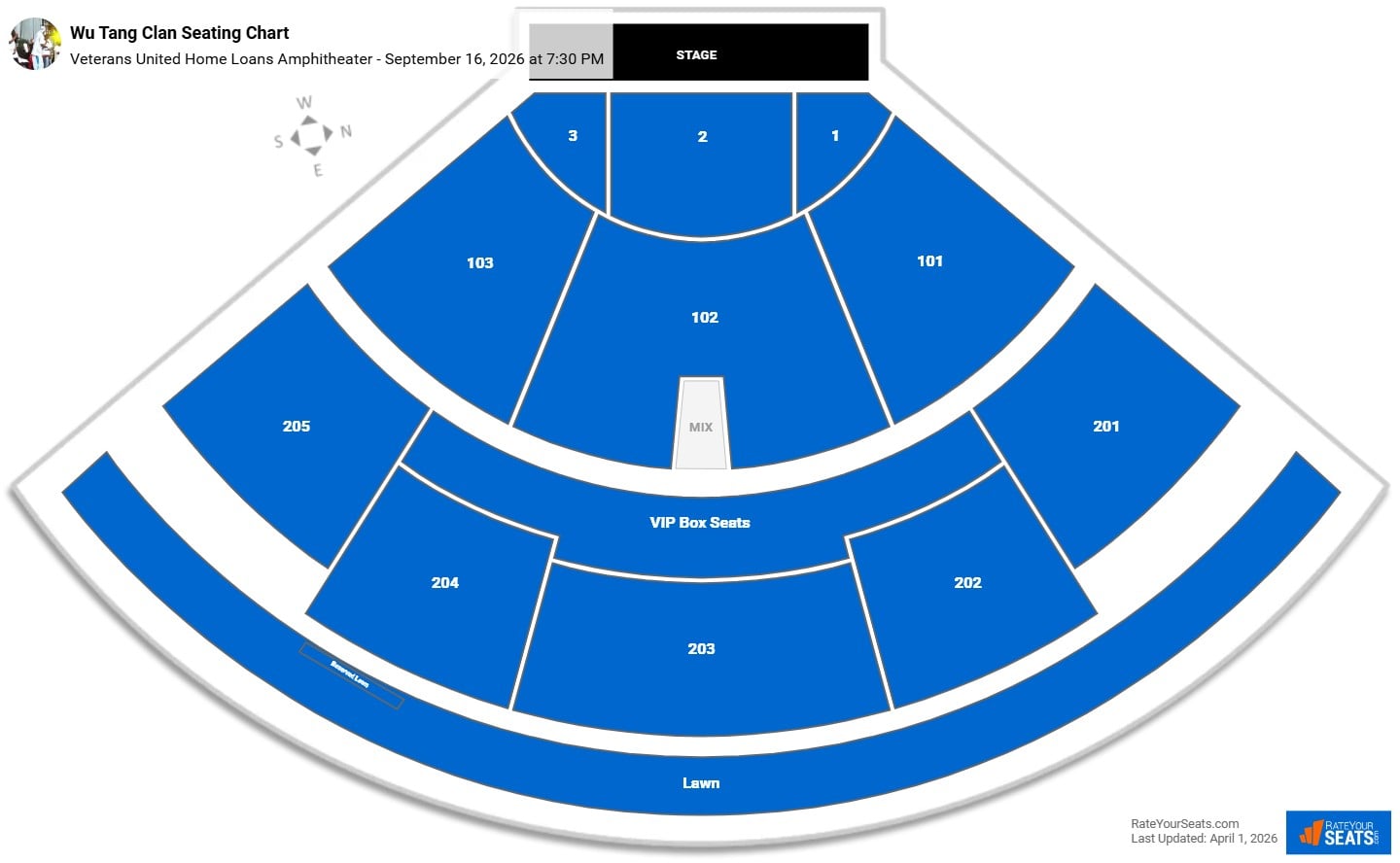 Wu Tang Clan seating chart Veterans United Home Loans Amphitheater