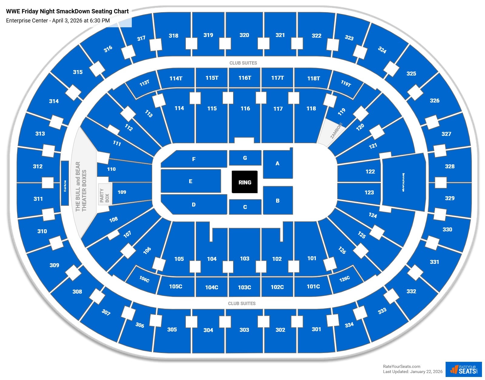 WWE Friday Night SmackDown seating chart Enterprise Center