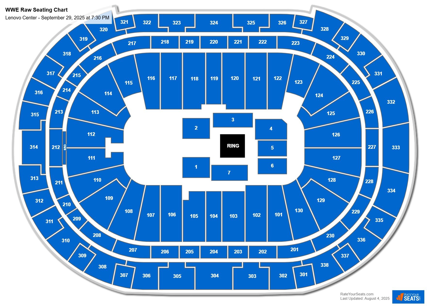 WWE Raw seating chart Lenovo Center