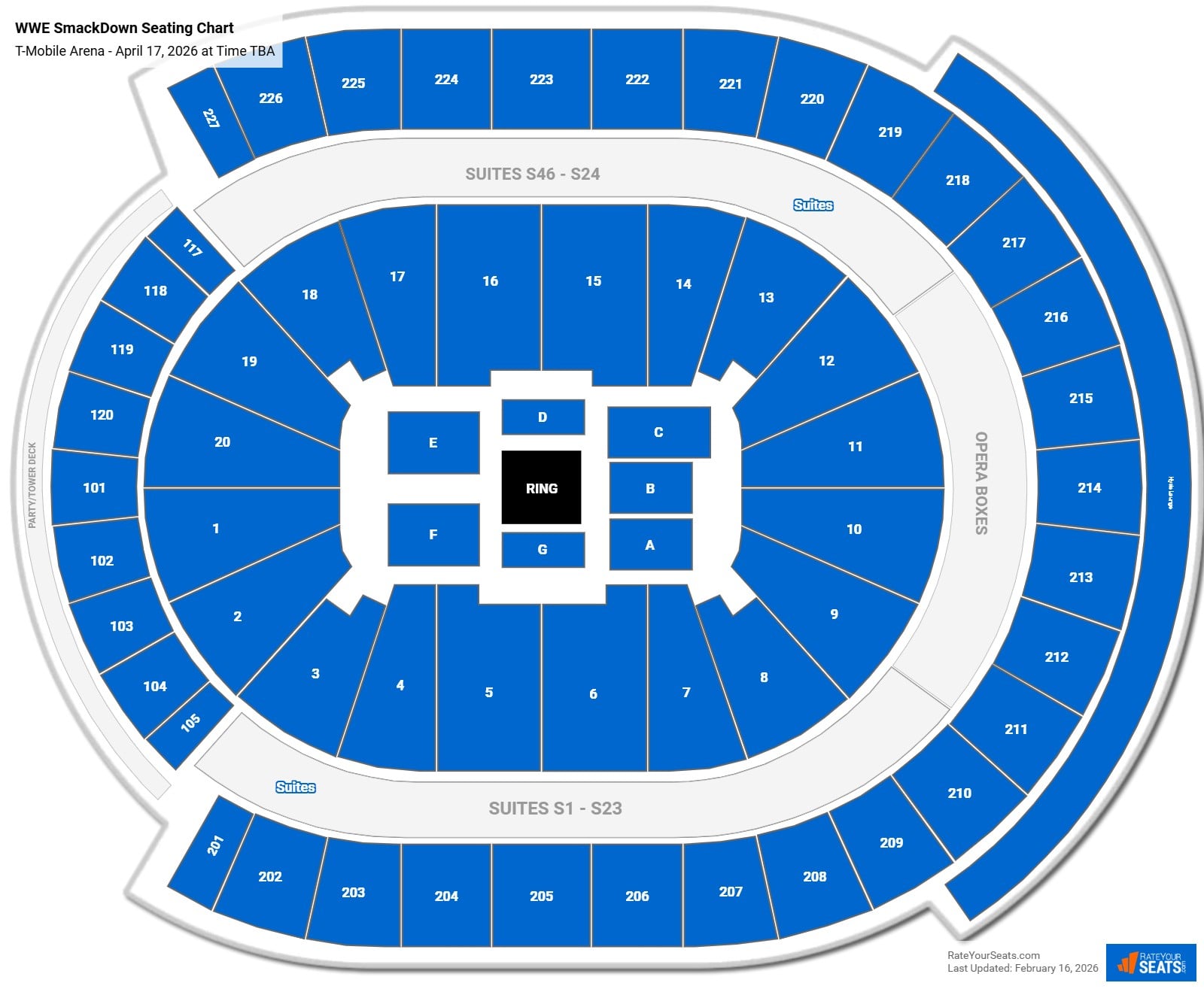 WWE SmackDown seating chart T-Mobile Arena