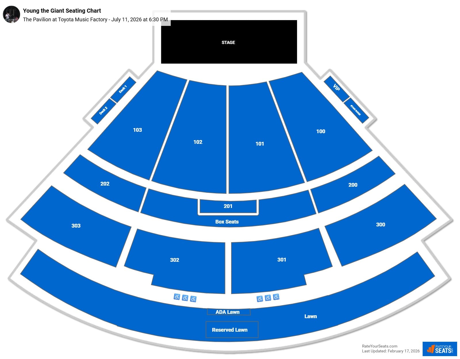 Young the Giant seating chart The Pavilion at Toyota Music Factory