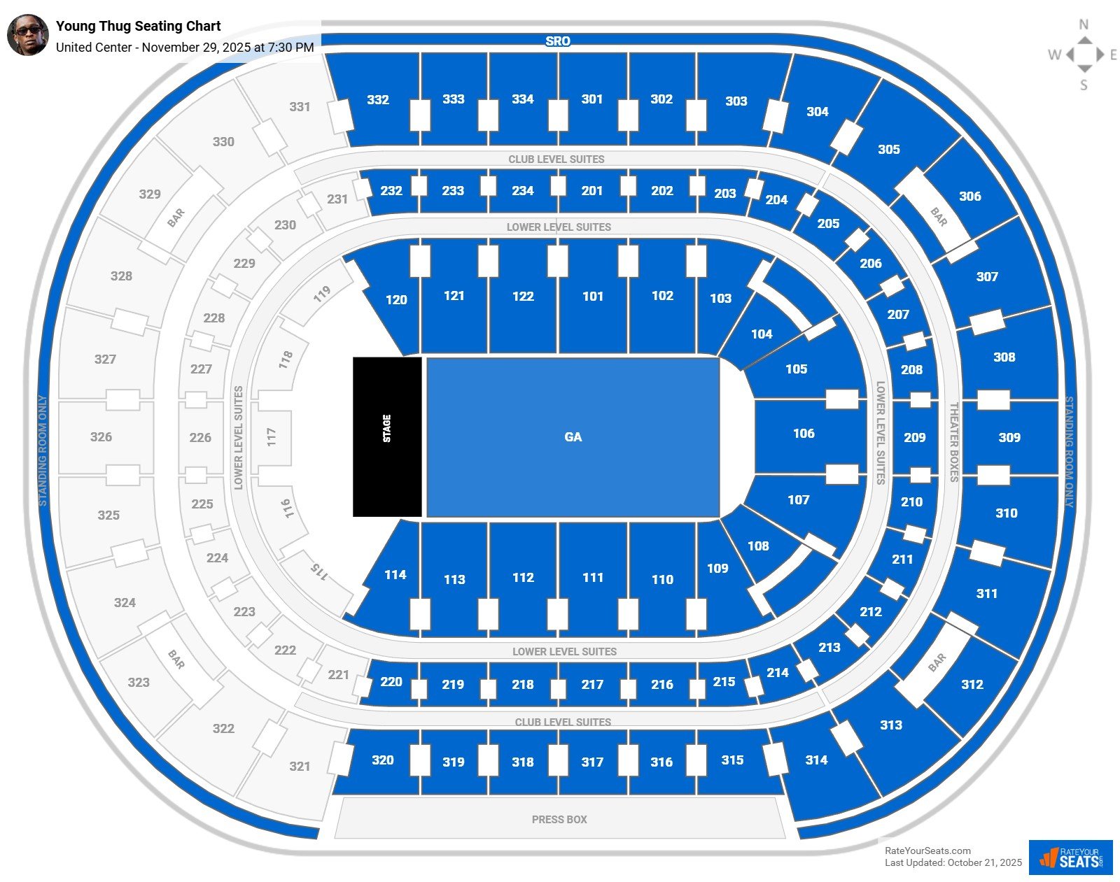 Young Thug seating chart United Center