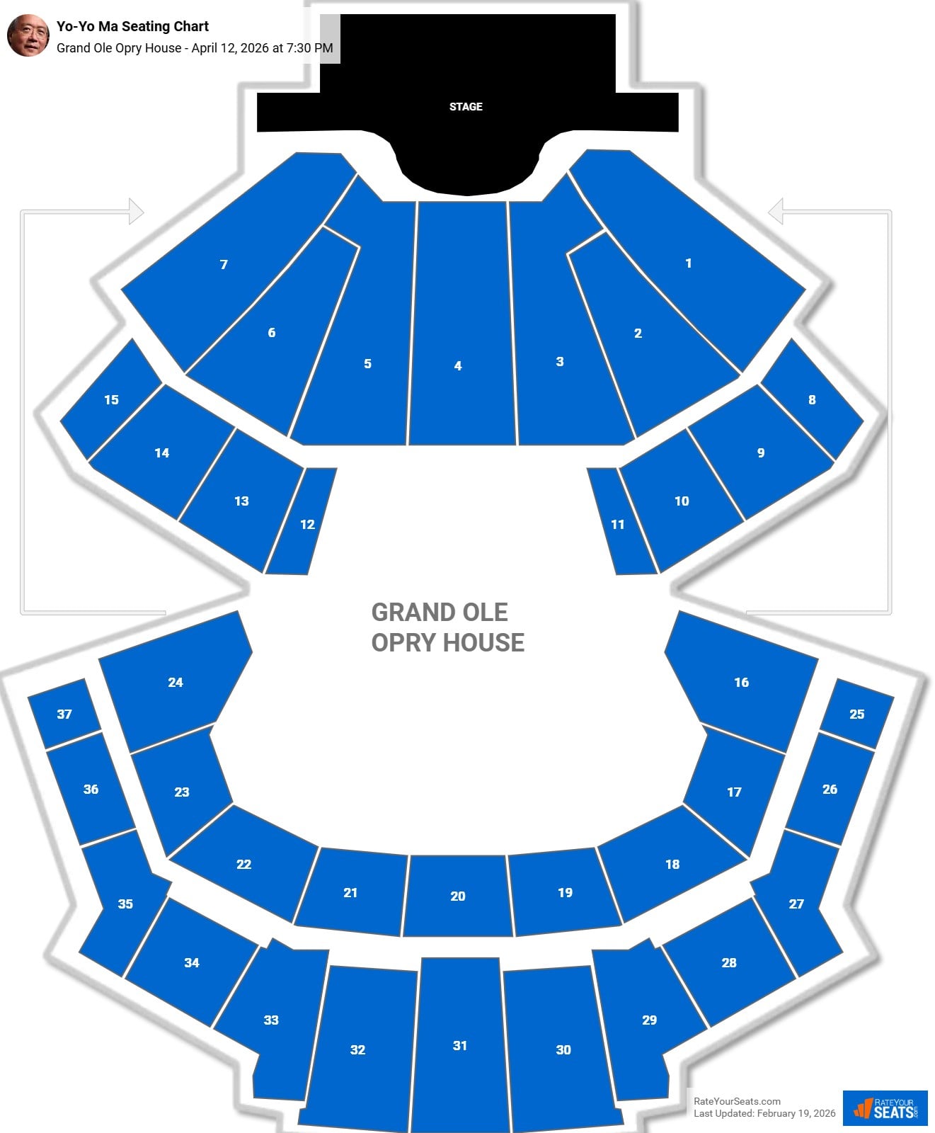 Yo-Yo Ma seating chart Grand Ole Opry House
