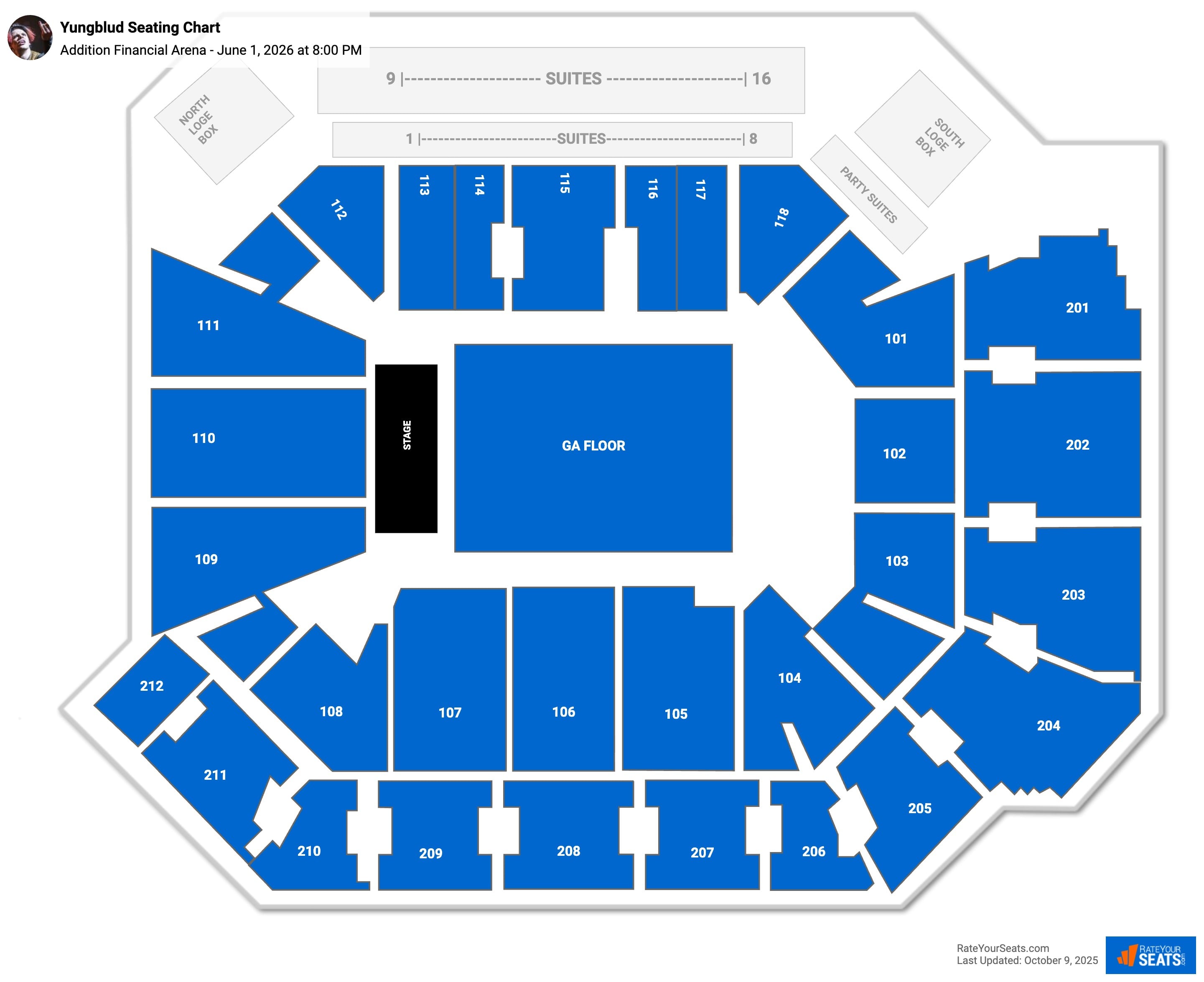 Yungblud seating chart Addition Financial Arena