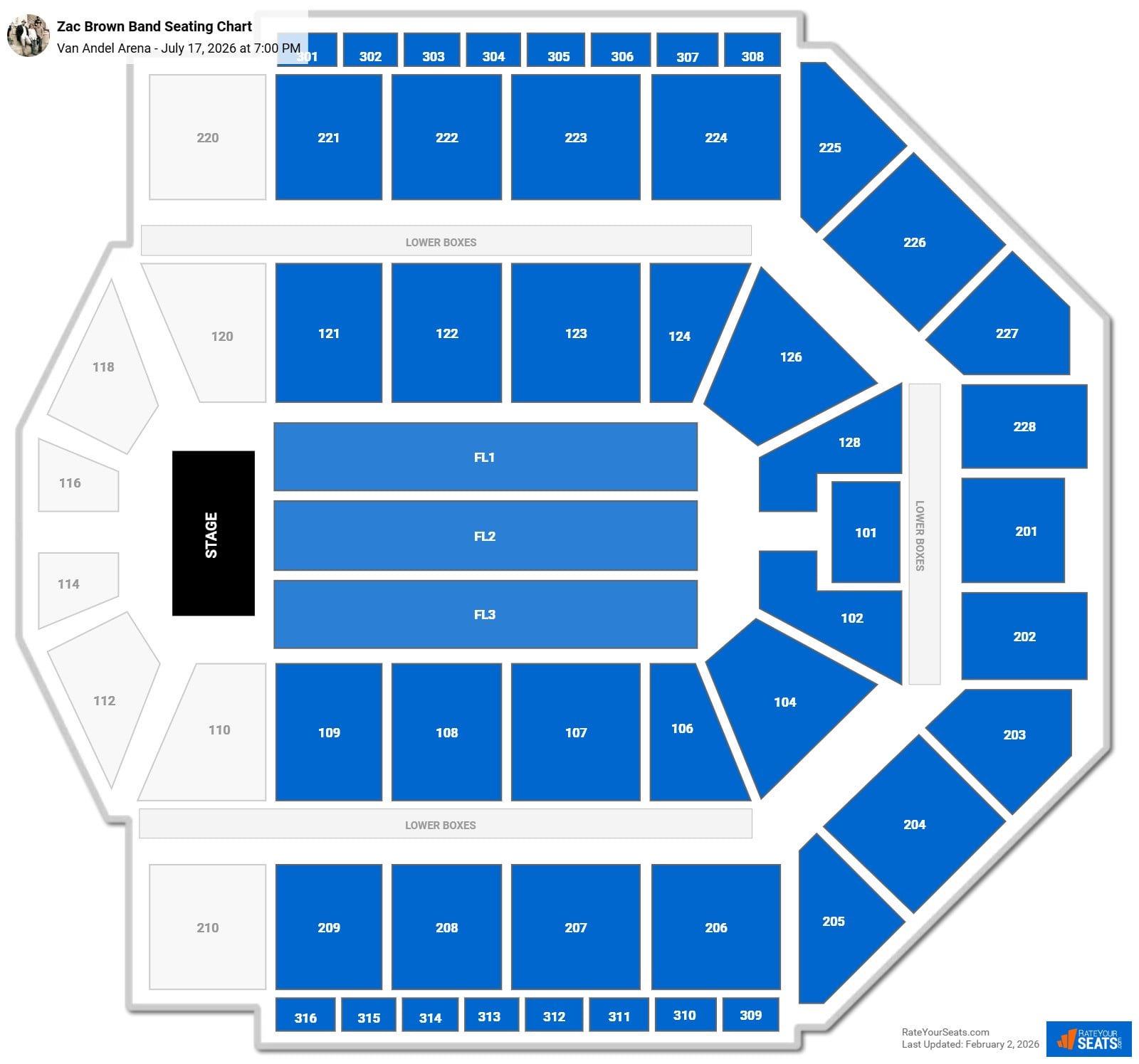 Zac Brown Band seating chart Van Andel Arena