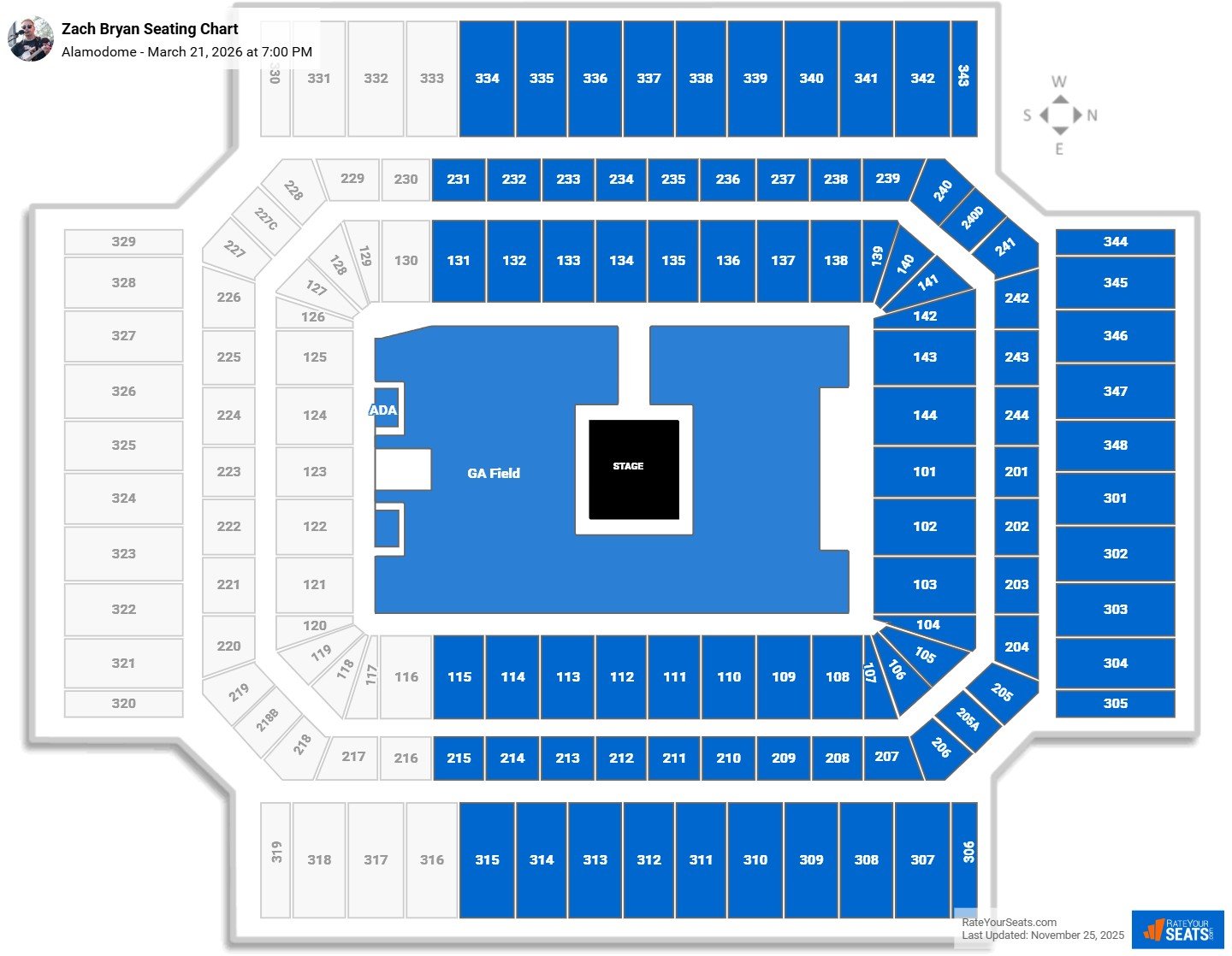 Zach Bryan seating chart Alamodome