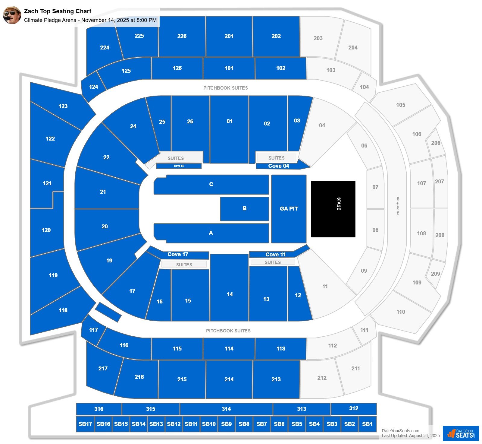 Zach Top seating chart Climate Pledge Arena