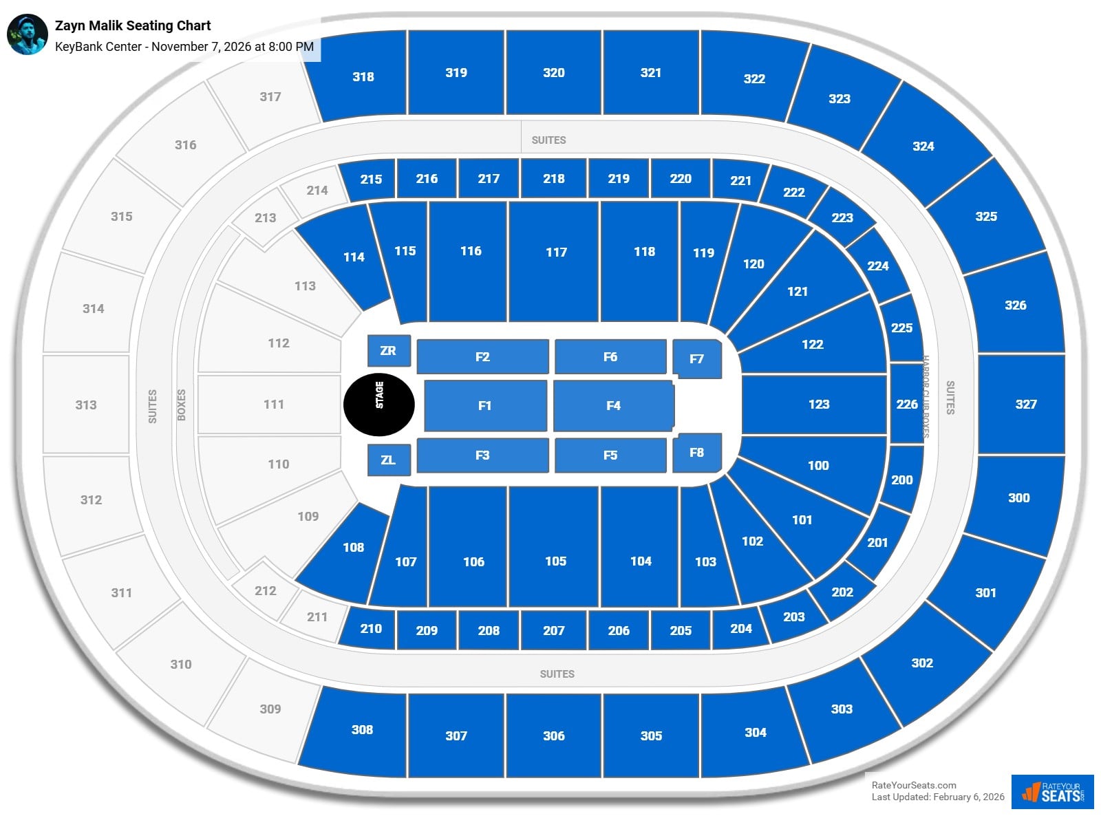 Zayn Malik seating chart KeyBank Center