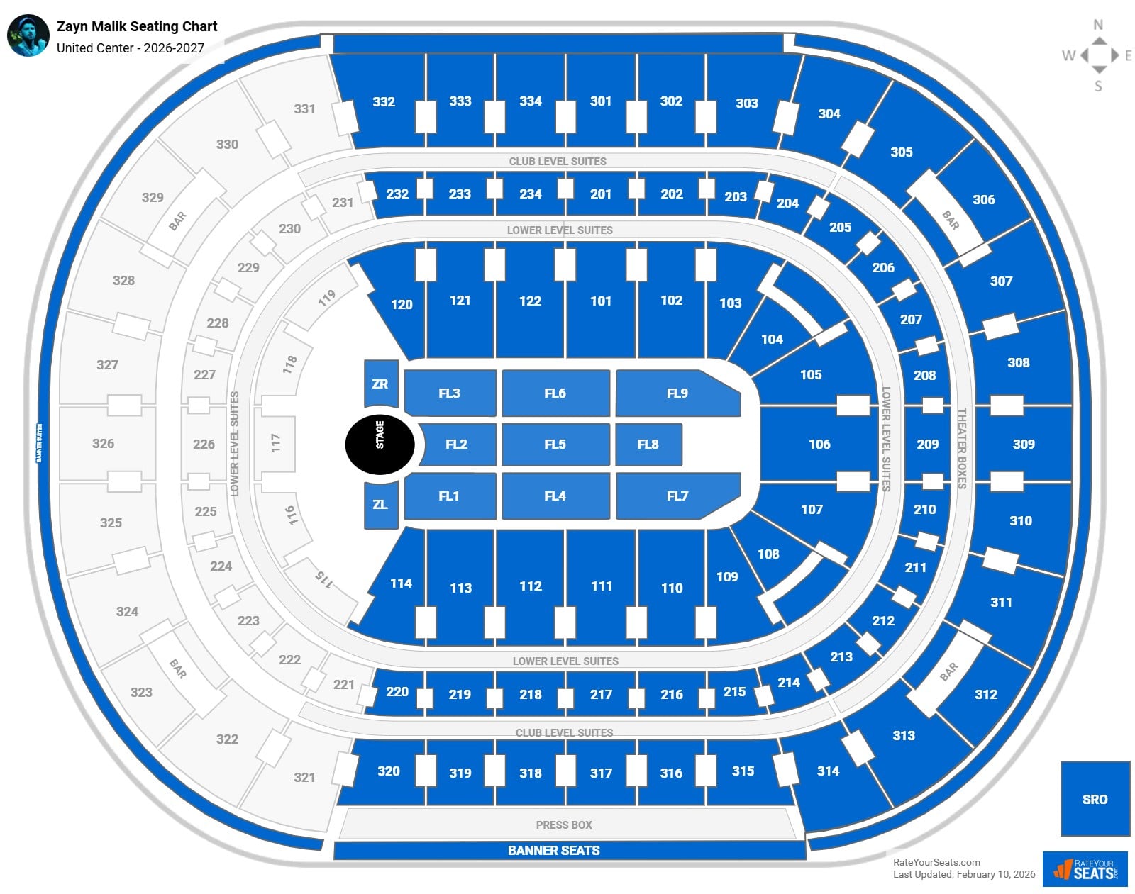Zayn Malik seating chart United Center