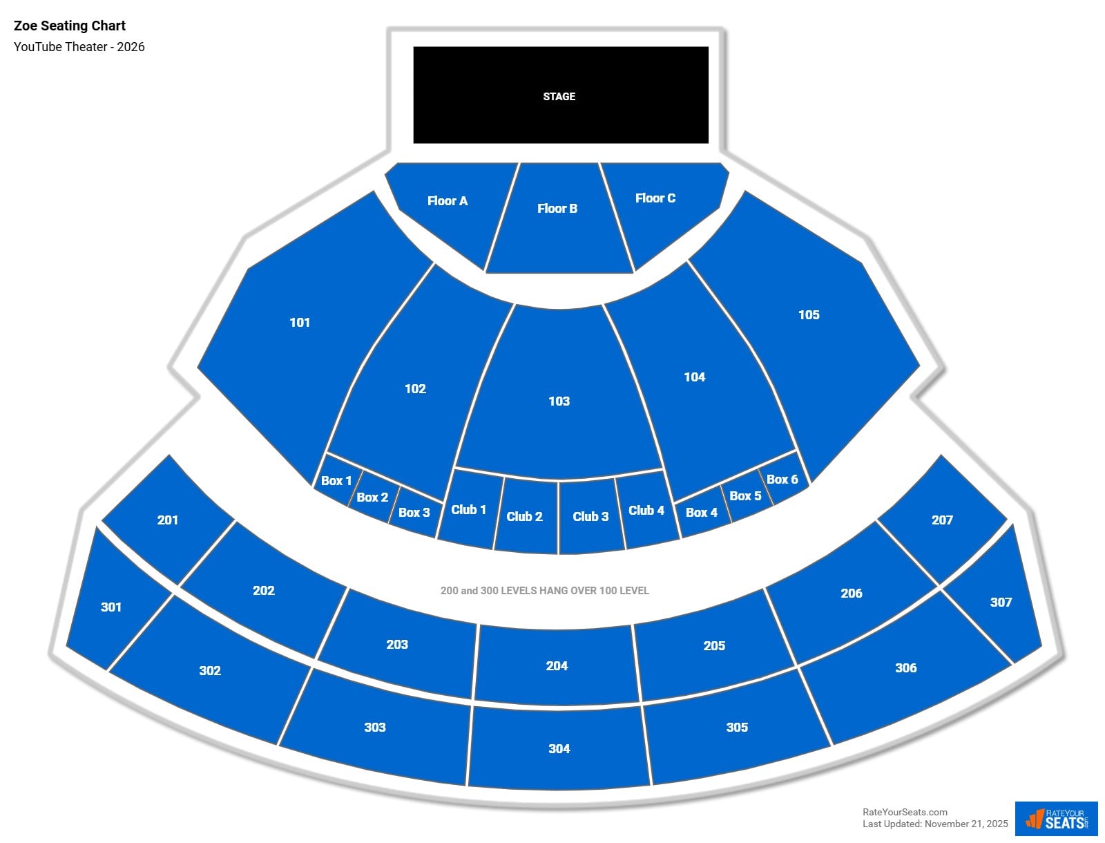 Zoe seating chart YouTube Theater