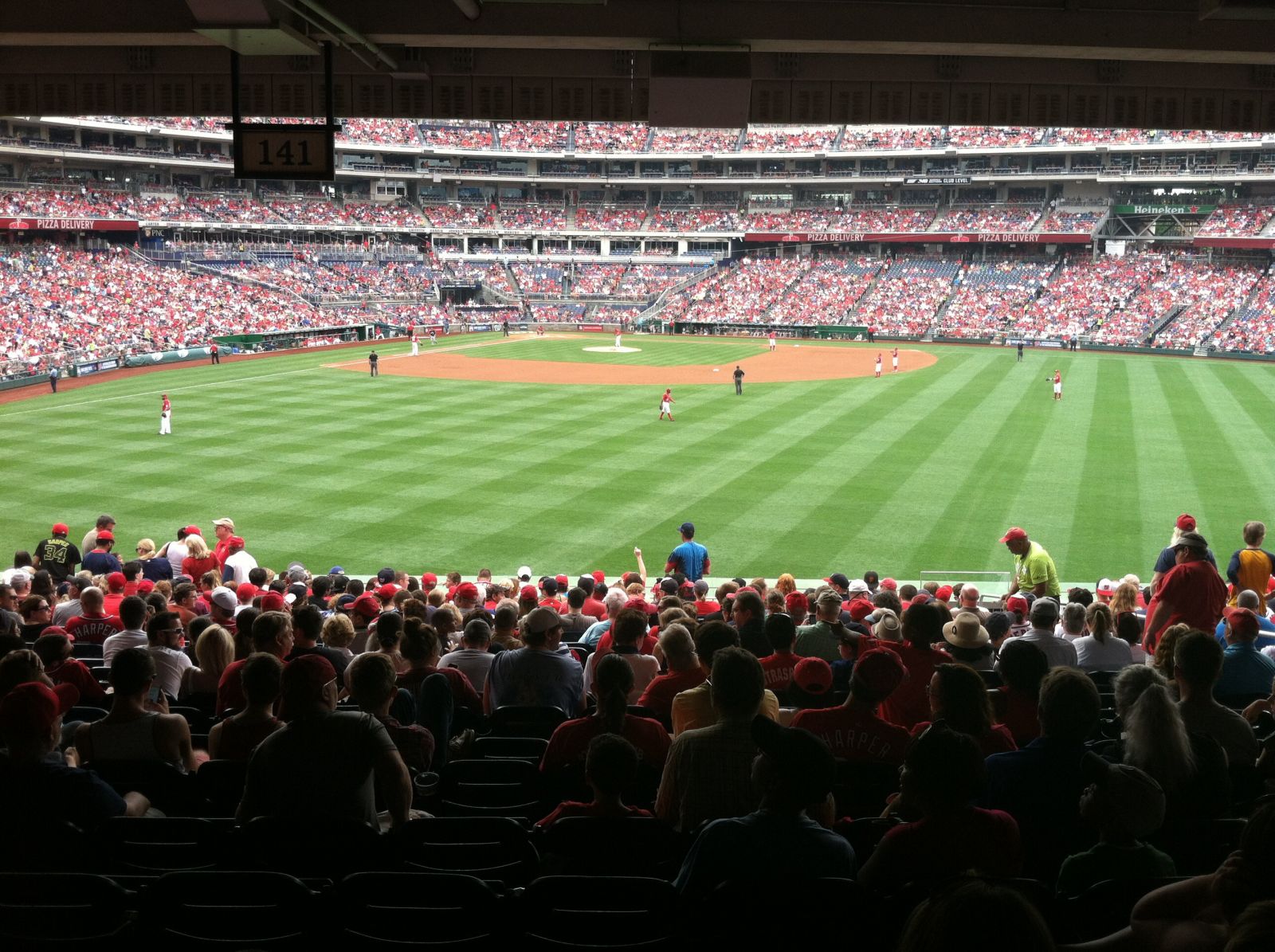 section 141, row x seat view  for baseball - nationals park