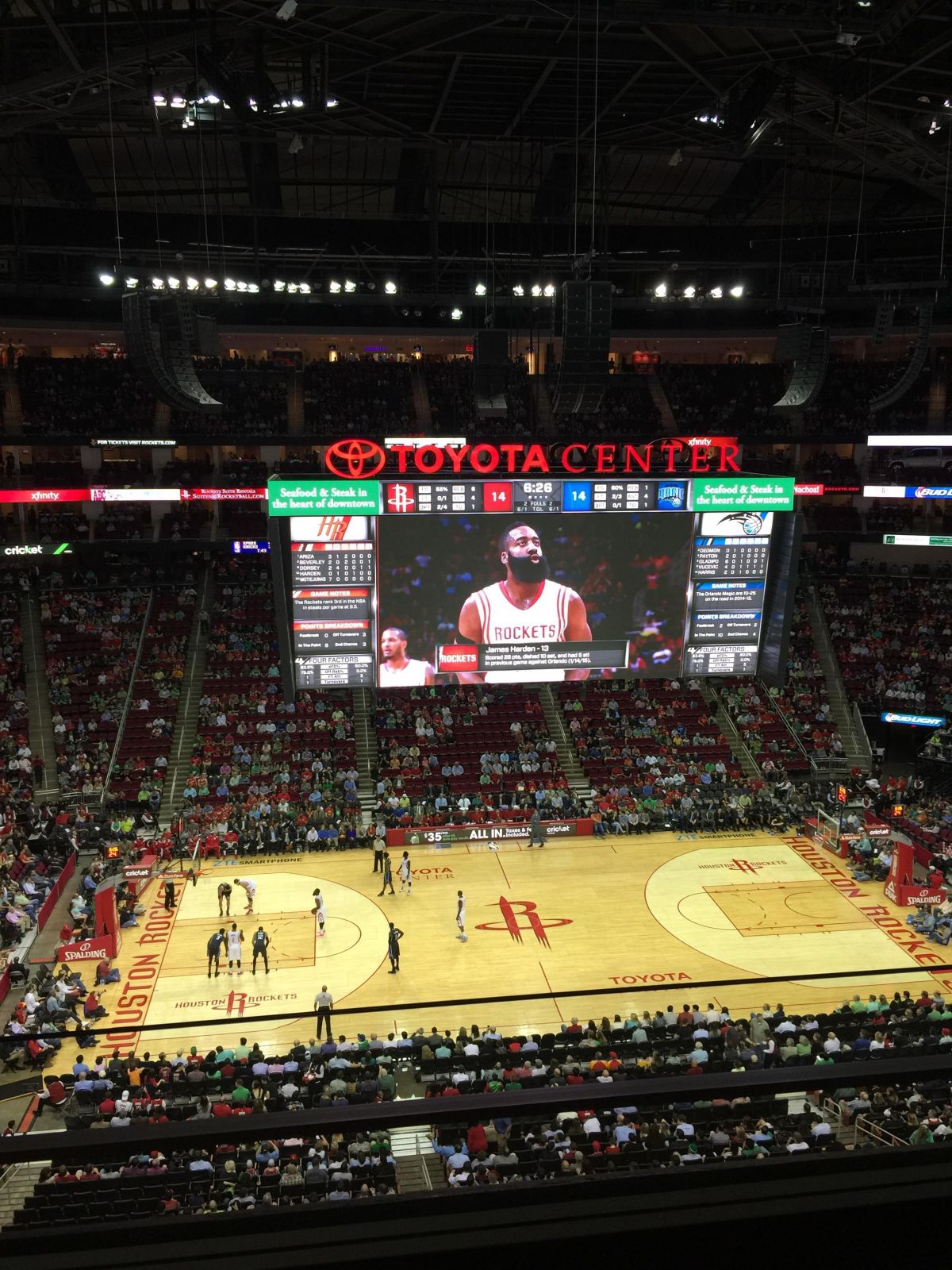section 410, row 2 seat view  for basketball - toyota center