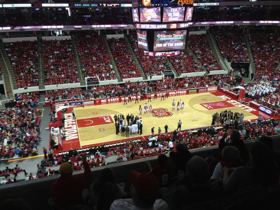 section 222, row d seat view  for basketball - pnc arena