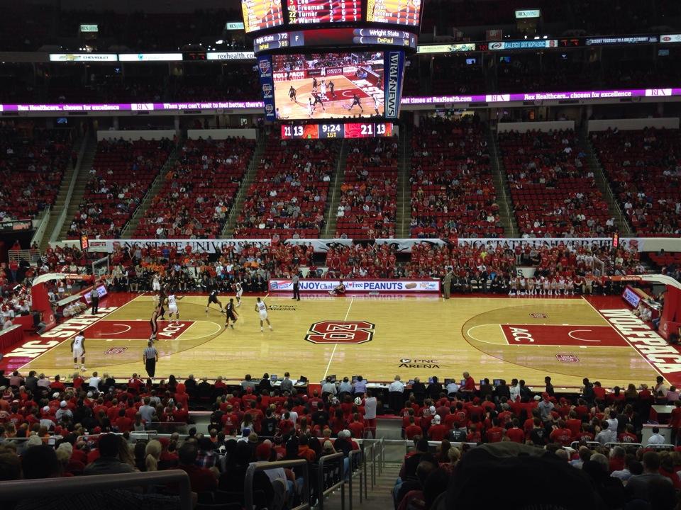 section 103, row yy seat view  for basketball - pnc arena