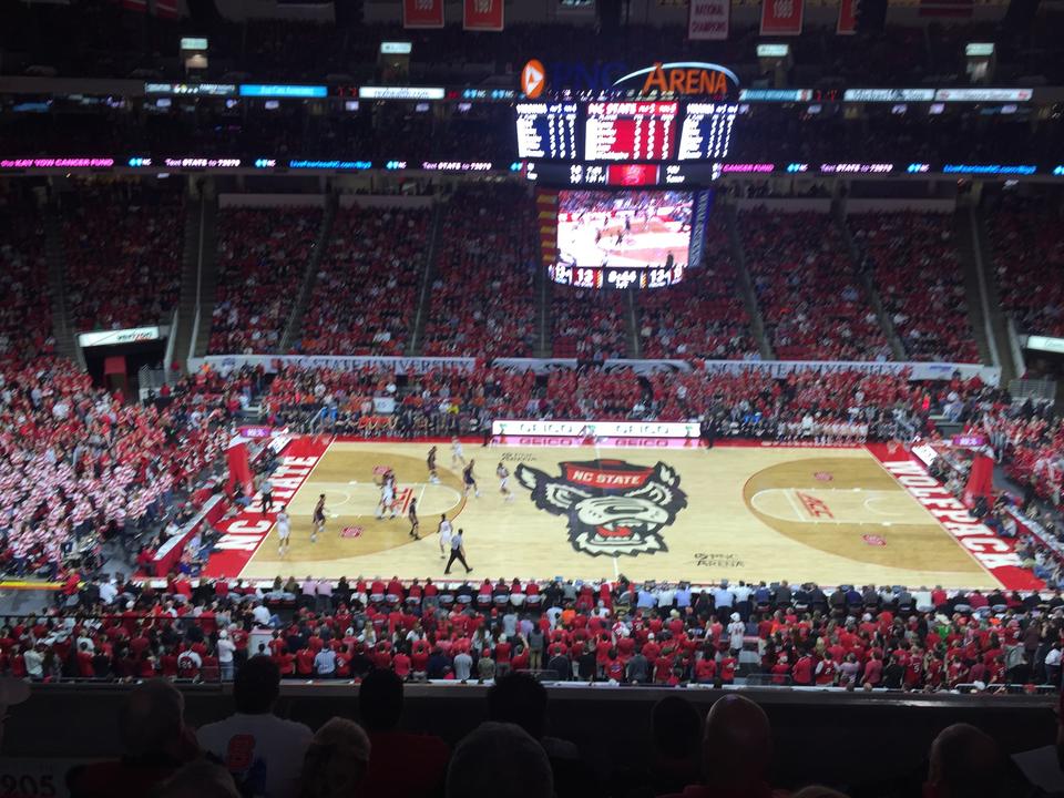 section 205, row d seat view  for basketball - pnc arena
