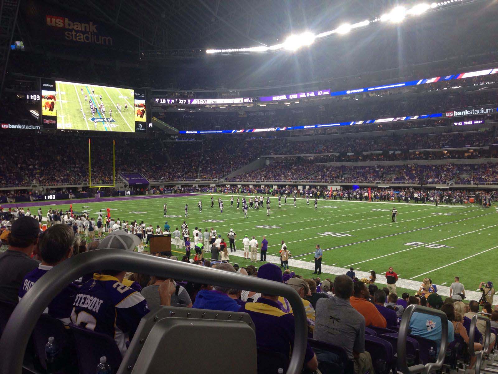section 105, row 16 seat view  for football - u.s. bank stadium