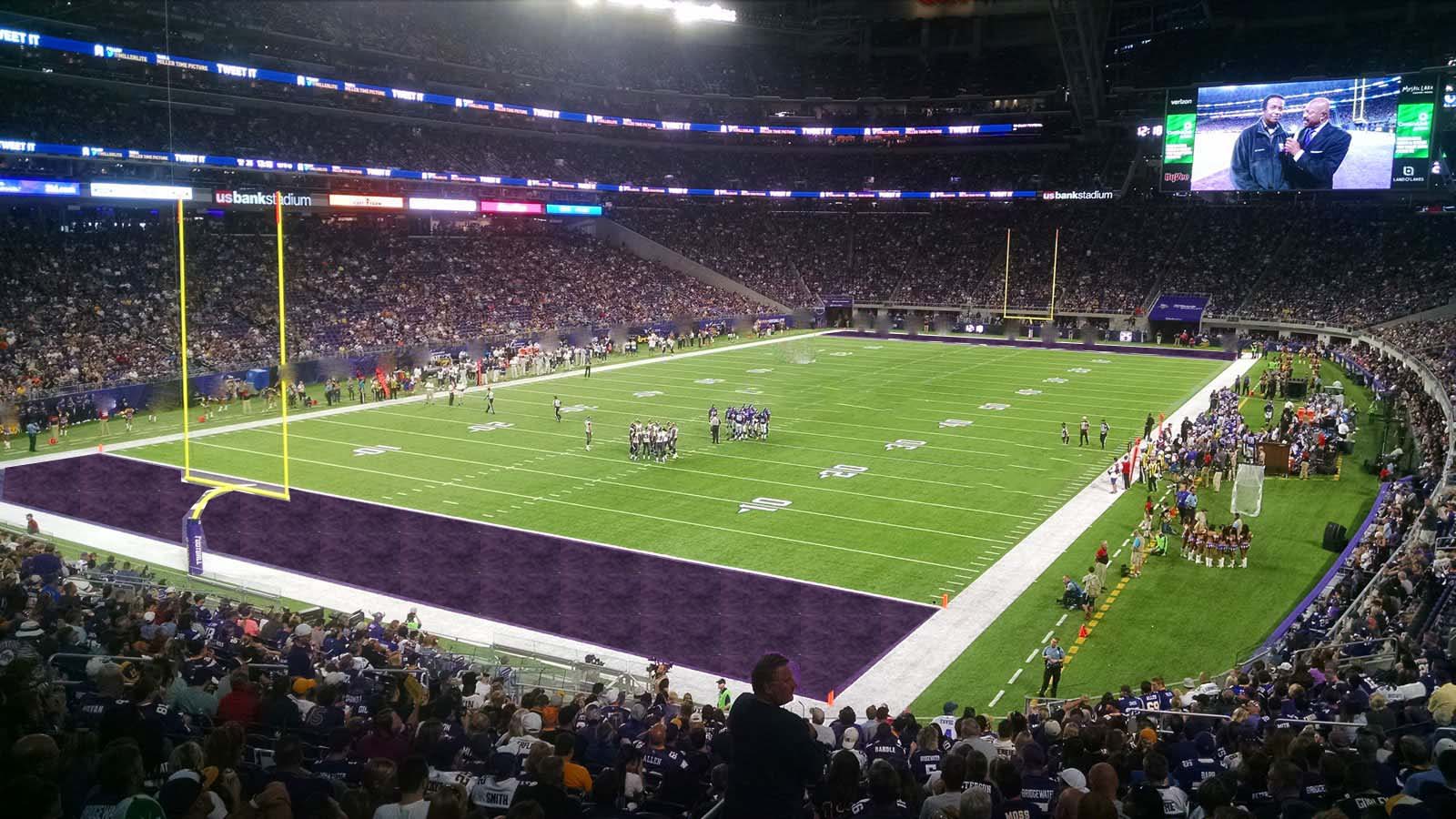 section 138, row 27 seat view  for football - u.s. bank stadium