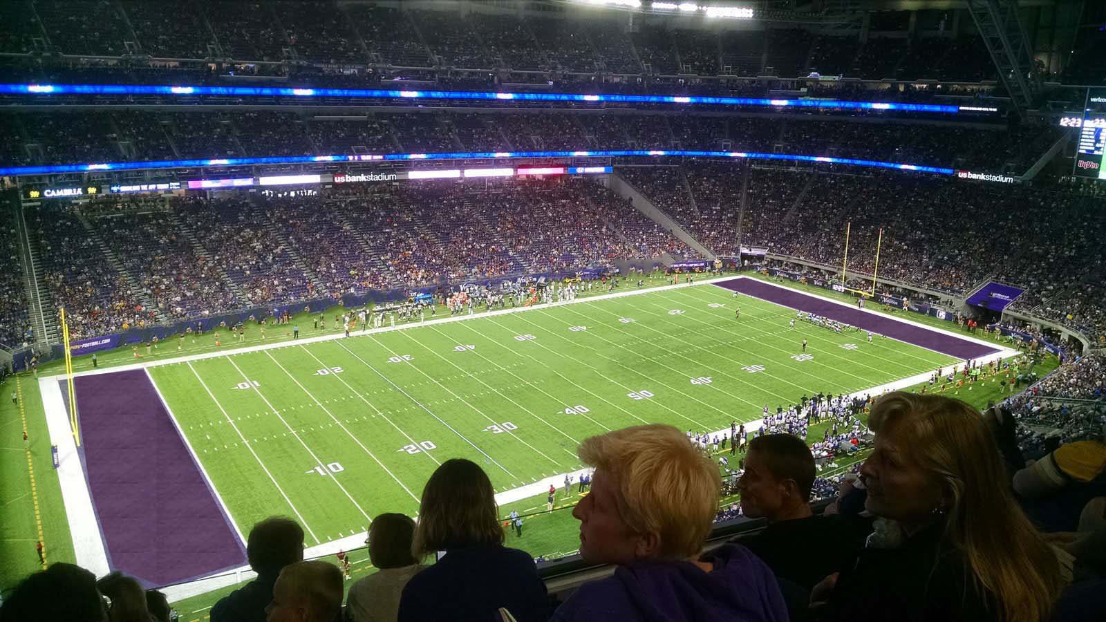 section 345, row e seat view  for football - u.s. bank stadium