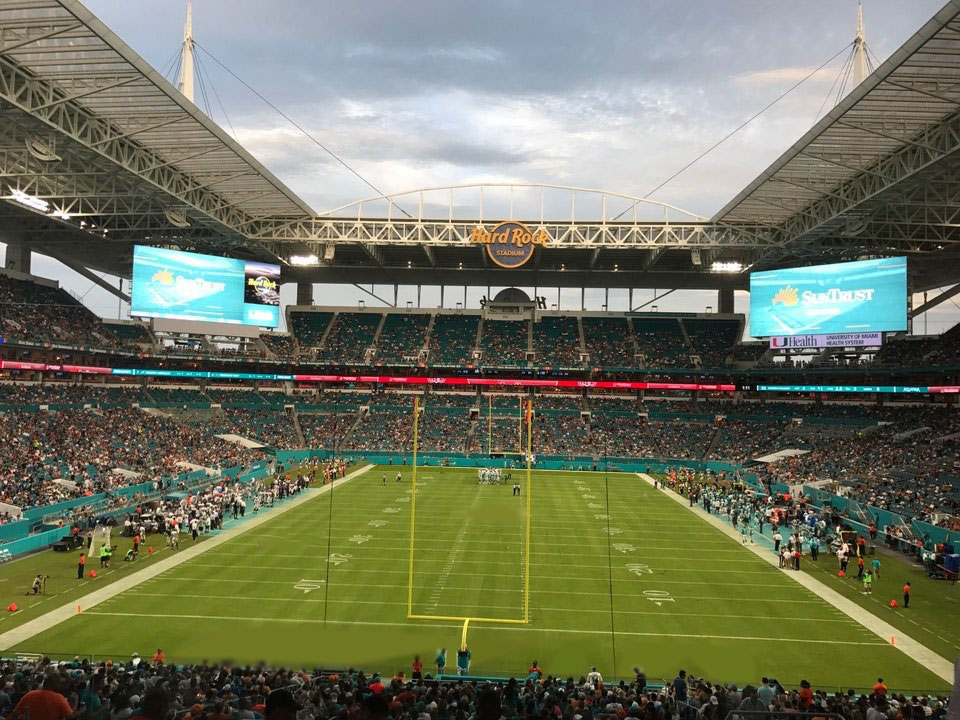 section 304, row 1 seat view  for football - hard rock stadium