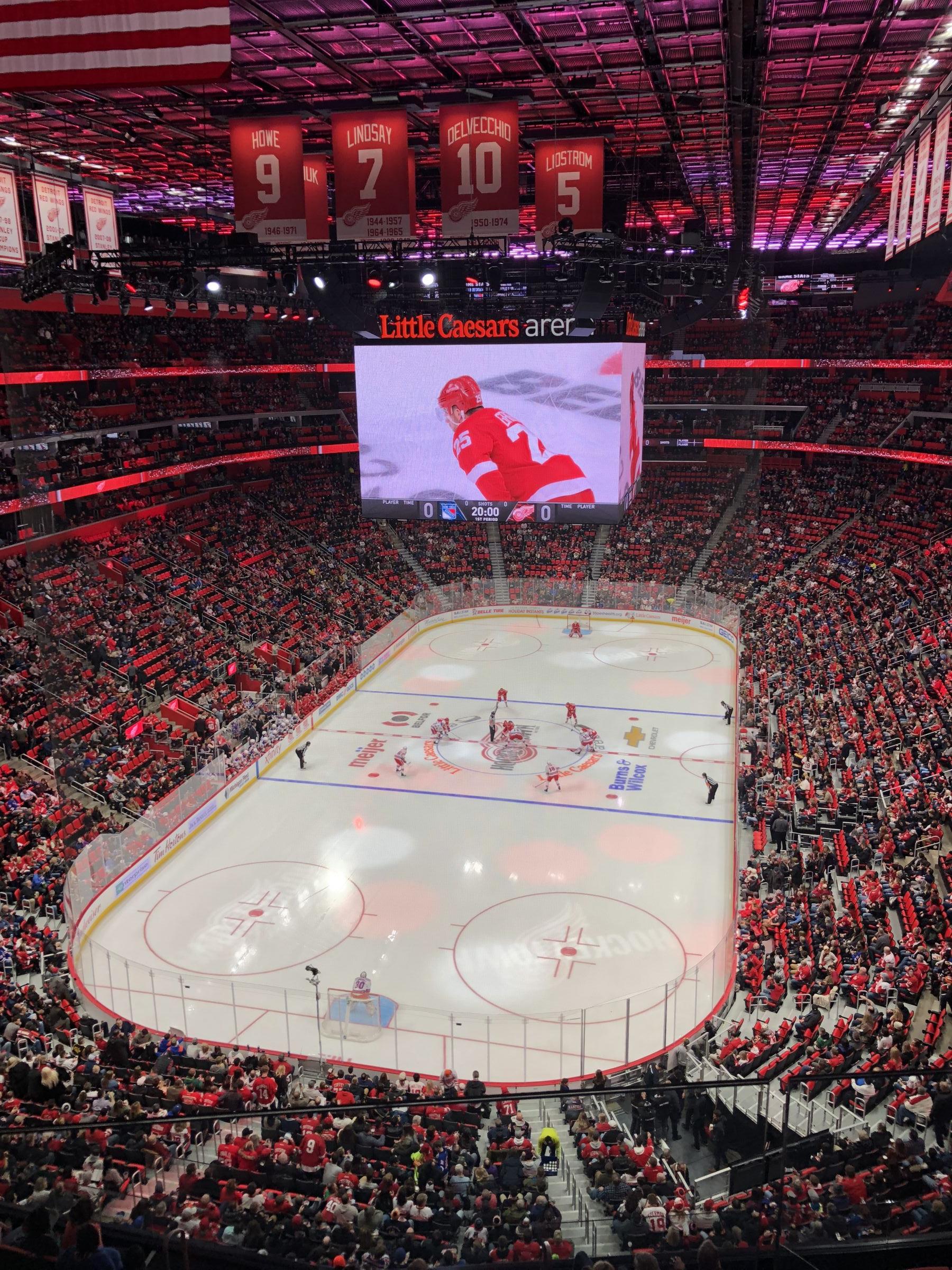 section 218, row 2 seat view  for hockey - little caesars arena