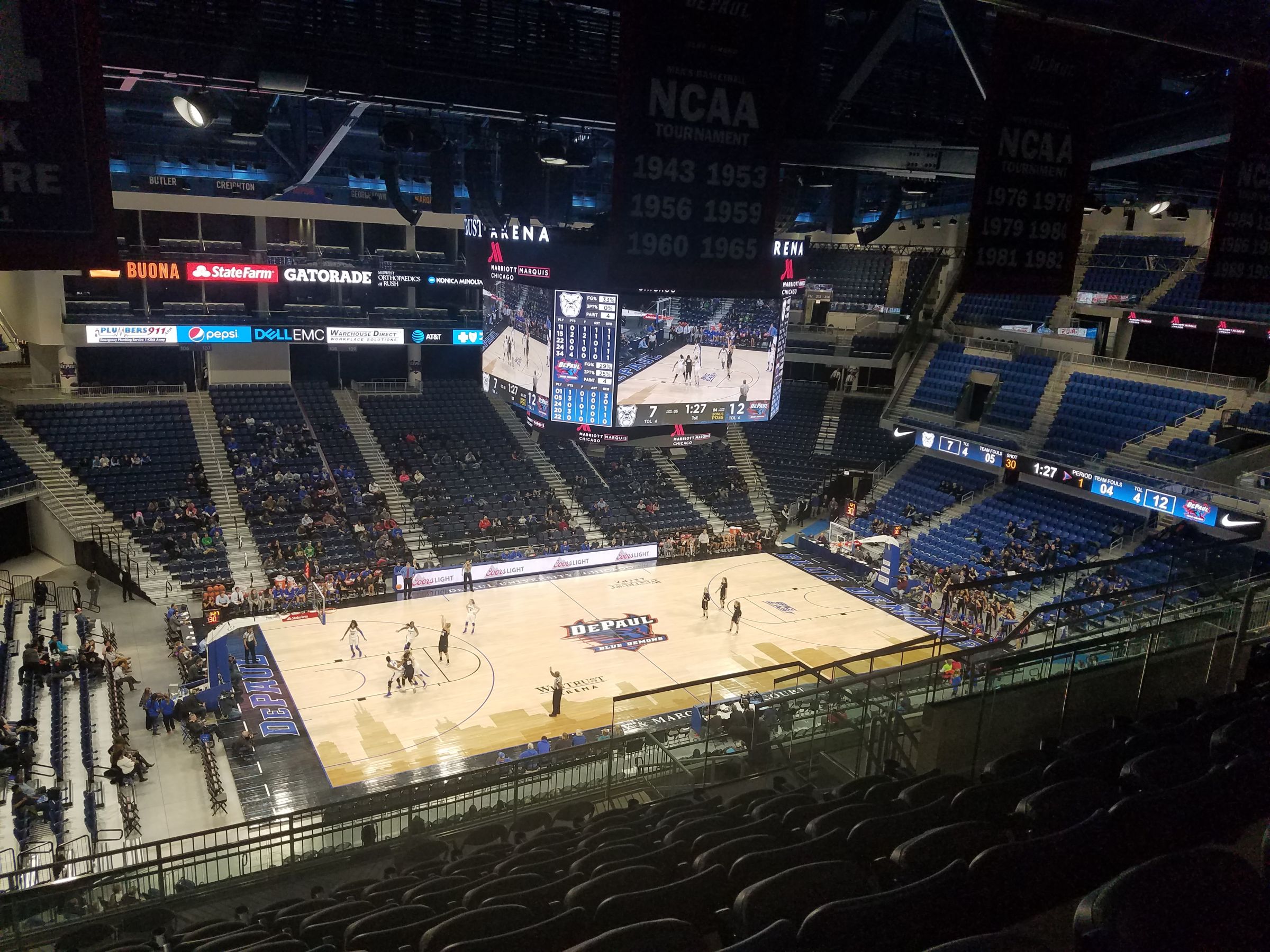 section 227, row n seat view  for basketball - wintrust arena