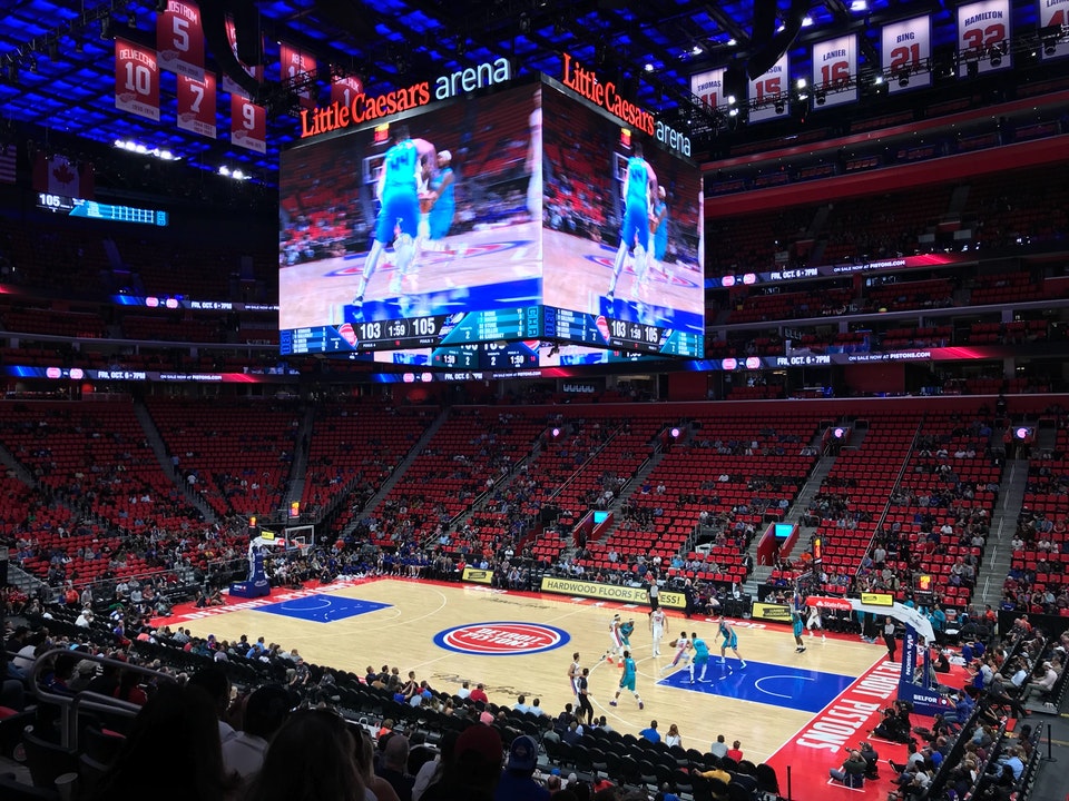 section 119, row 24 seat view  for basketball - little caesars arena