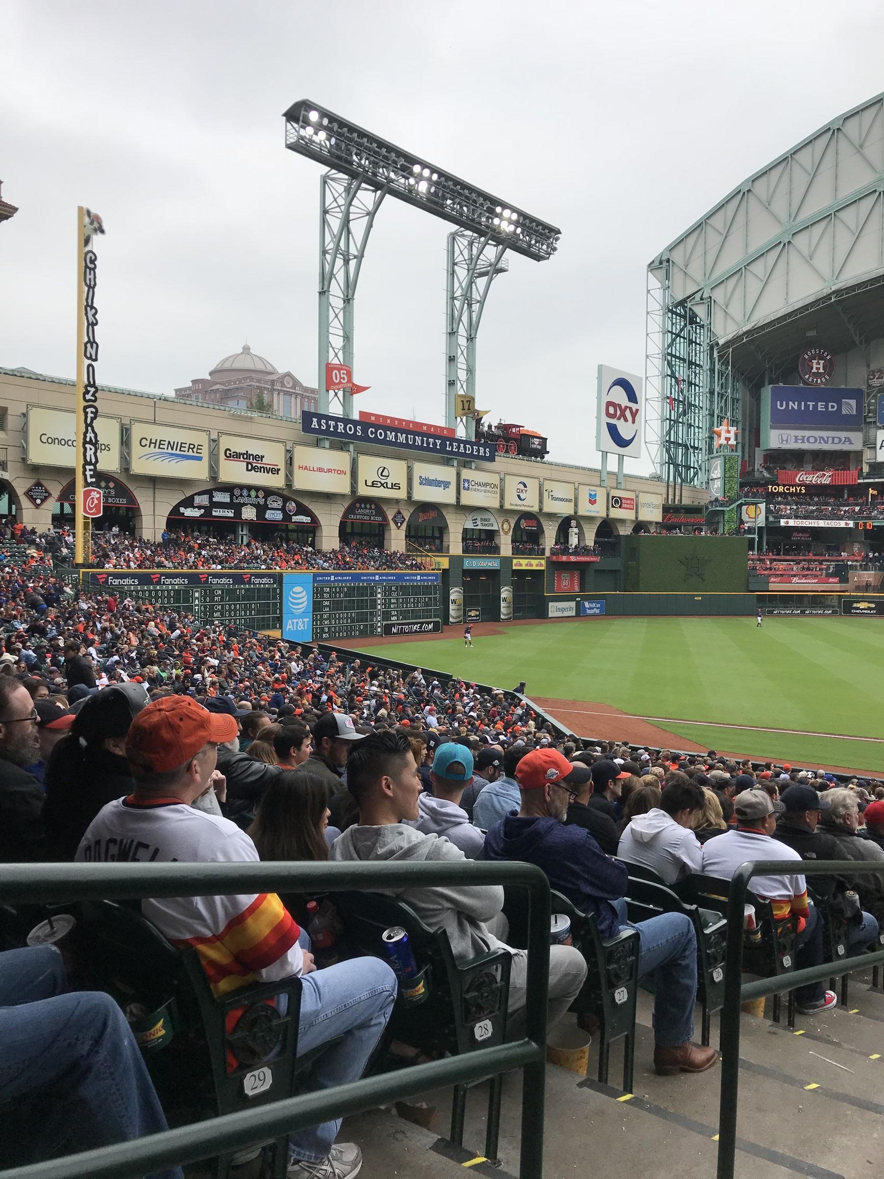 A view of Minute Maid Park from the left field upper deck section