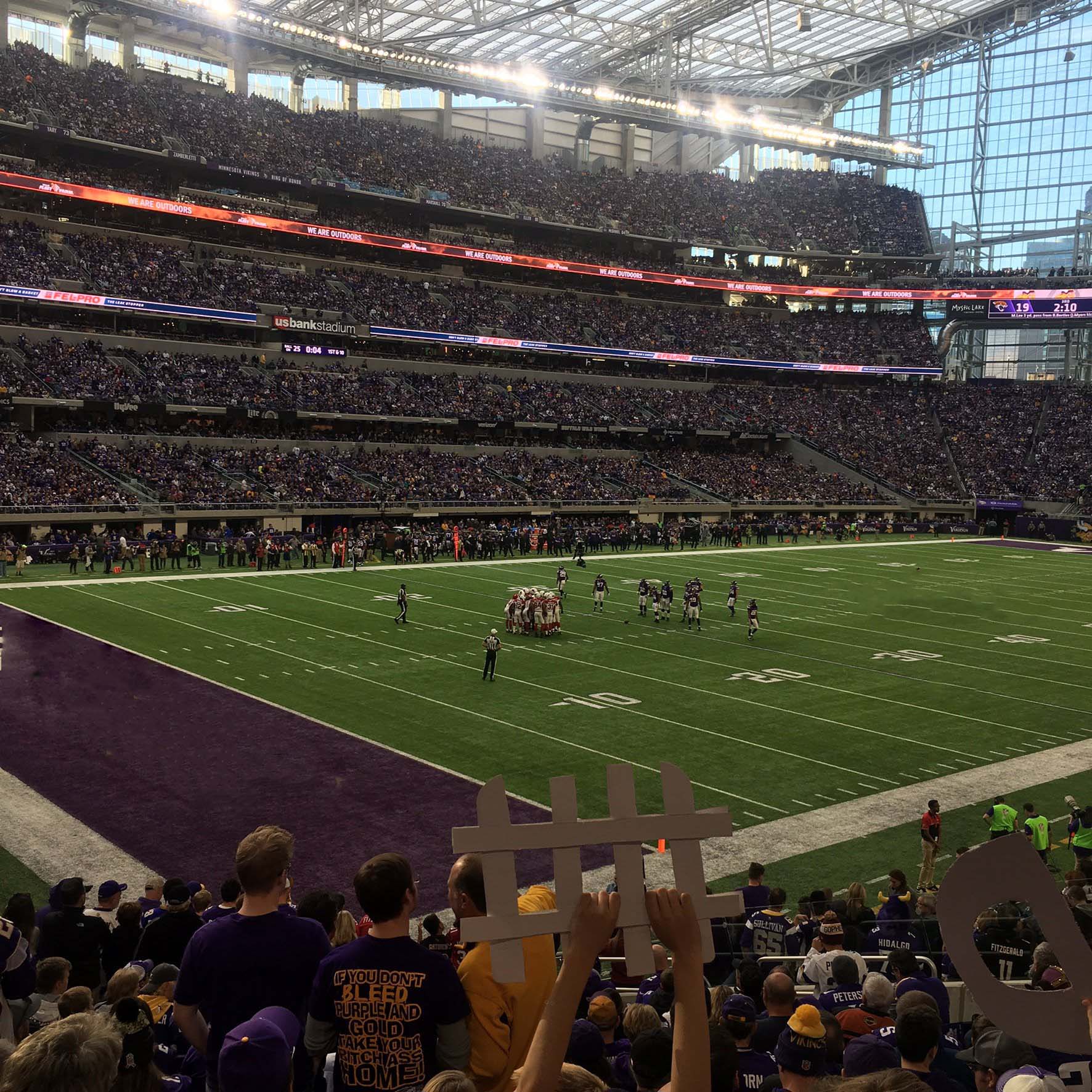 section 114, row 17 seat view  for football - u.s. bank stadium