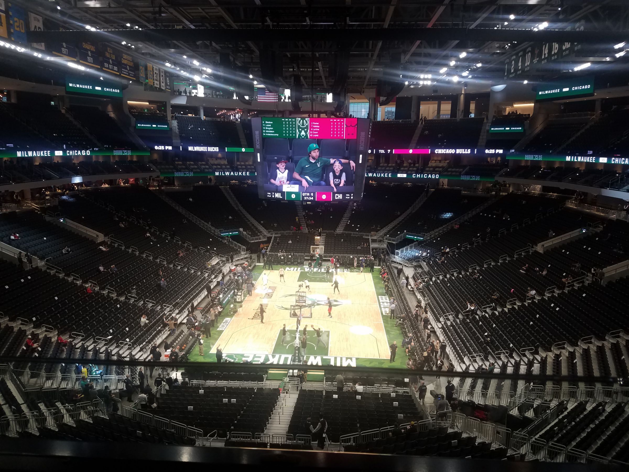 section 215, row 1 seat view  for basketball - fiserv forum
