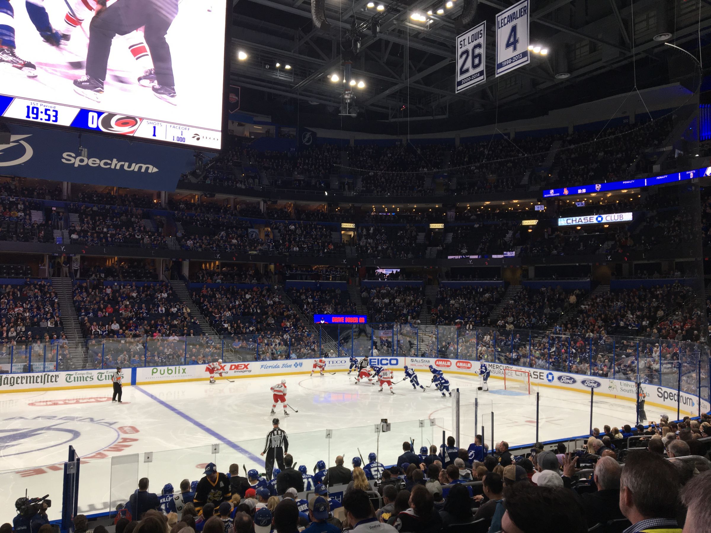 section 101, row r seat view  for hockey - amalie arena