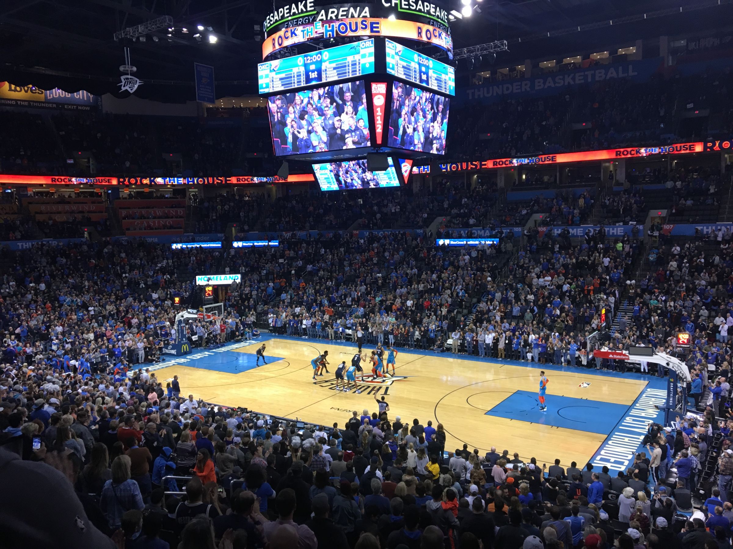 section 221, row b seat view  for basketball - paycom center