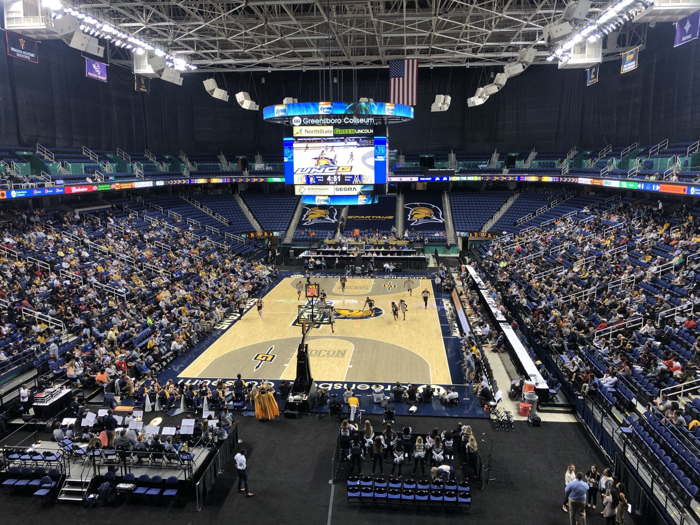 section 202, row b seat view  for basketball - greensboro coliseum